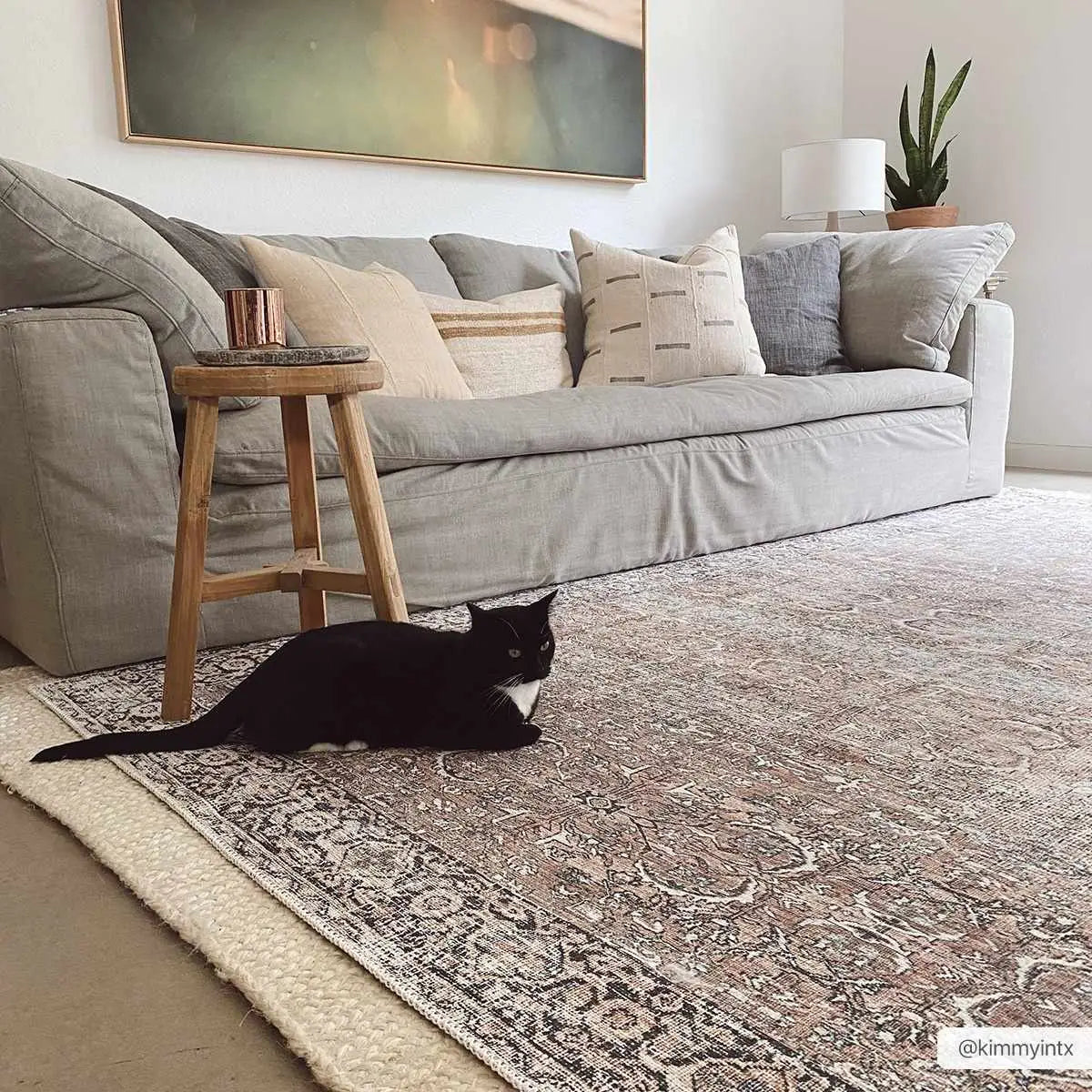 Tan Jill Vintage Washable Area Rug - Boutique Rugs