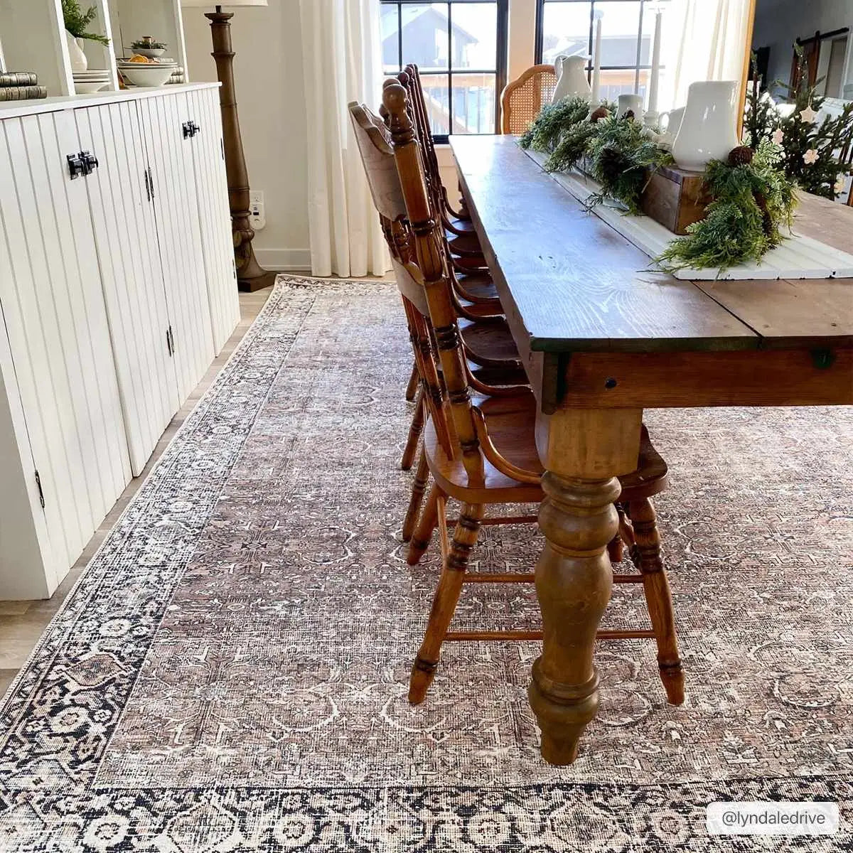 Tan Jill Vintage Washable Area Rug - Boutique Rugs