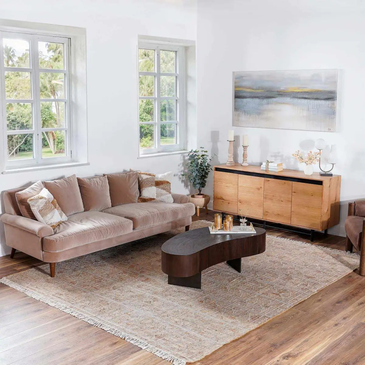 Tan Neutral Fringed Jute Area Rug - Boutique Rugs