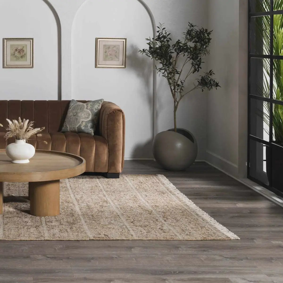 Tan Neutral Fringed Jute Area Rug - Boutique Rugs