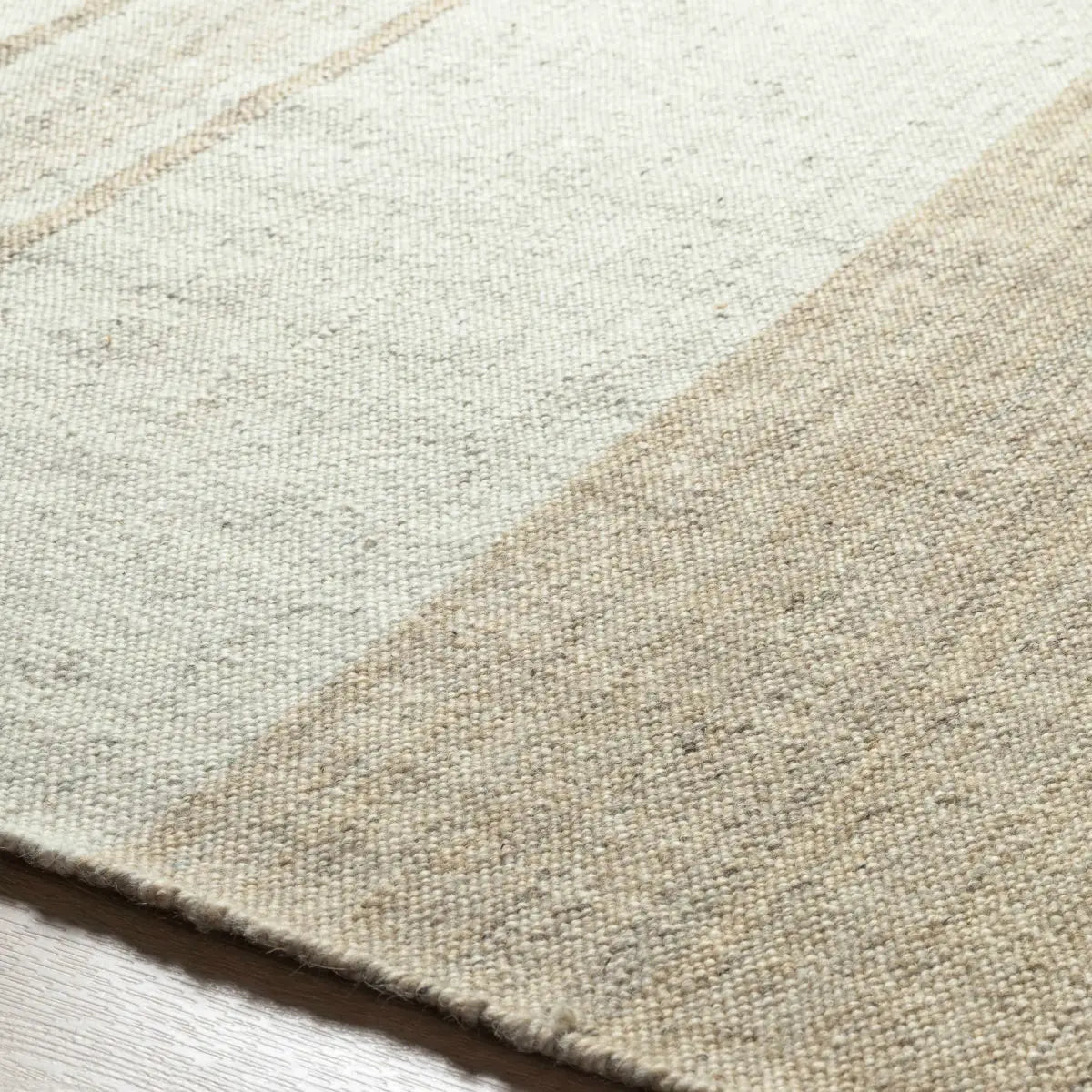 Tan Wide Stripe Wool Rug - 2’ x 3’ Rectangle - Boutique Rugs