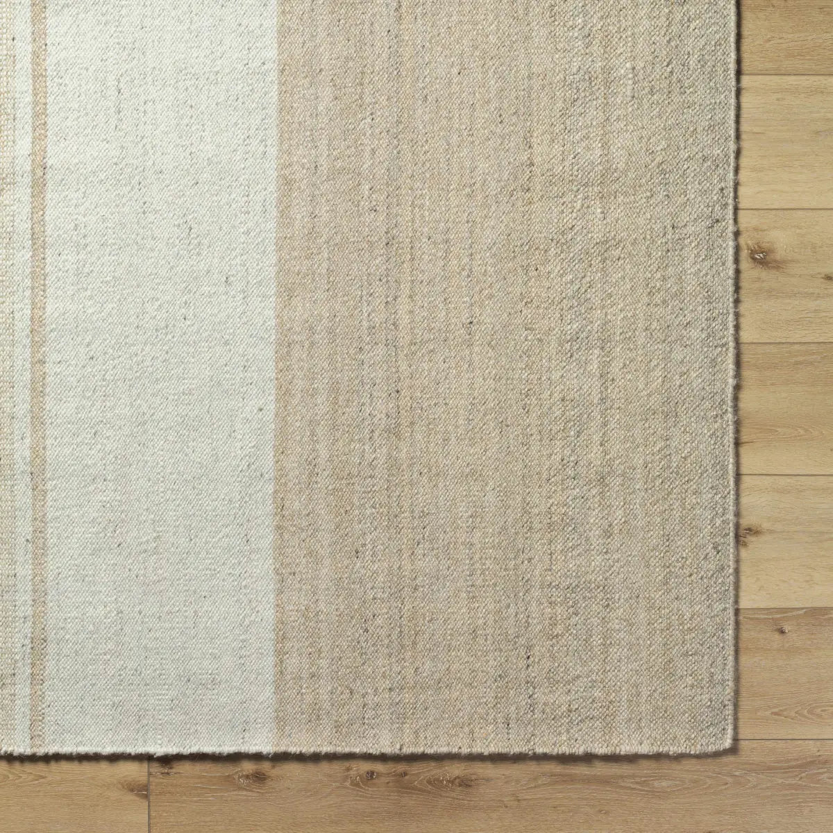 Tan Wide Stripe Wool Rug - Boutique Rugs