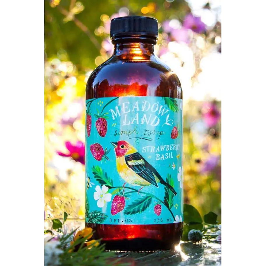 Tanager Simple Syrup - Strawberry & Basil - Lemonade or Cocktails - Meadowland Syrup