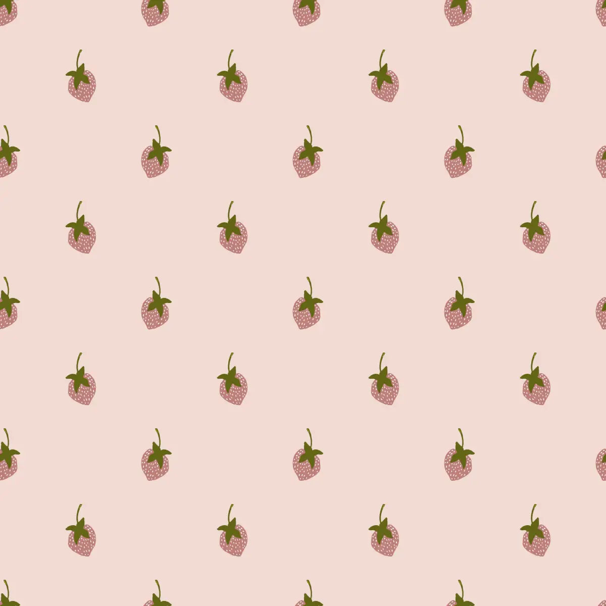Tatum Wallpaper - Sweet Strawberries for Baby - by Adeline-Julie Bee - Sample 1 foot by 1 foot - Loomwell Home Goods