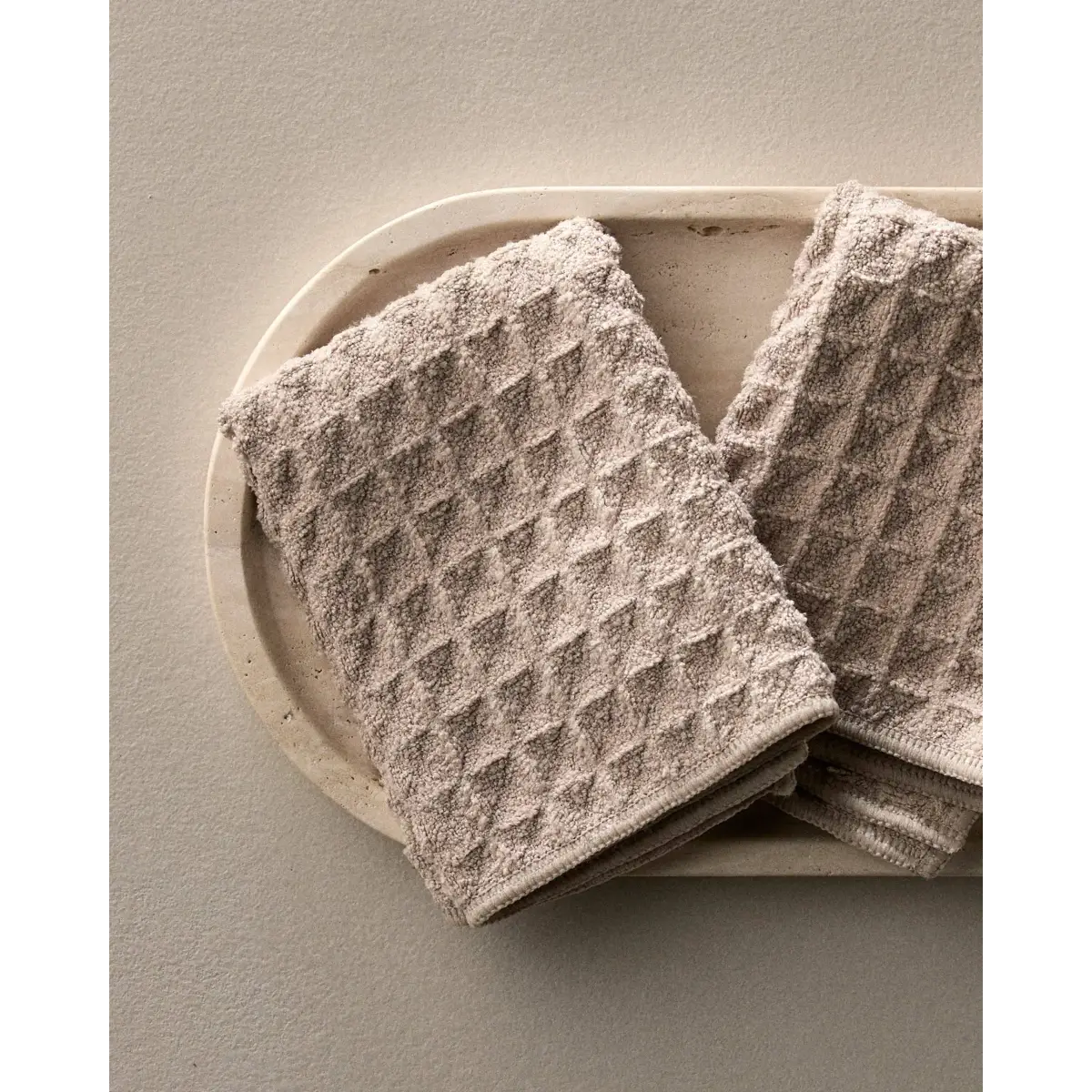 Washcloth Set - Taupe Waffle - Set of 3 - Geometry