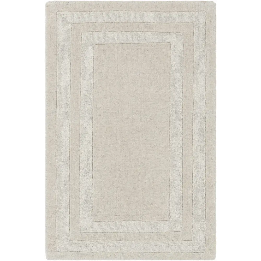 Taupe Wool Area Rug with Border - 2’ x 3’ Rectangle - Boutique Rugs