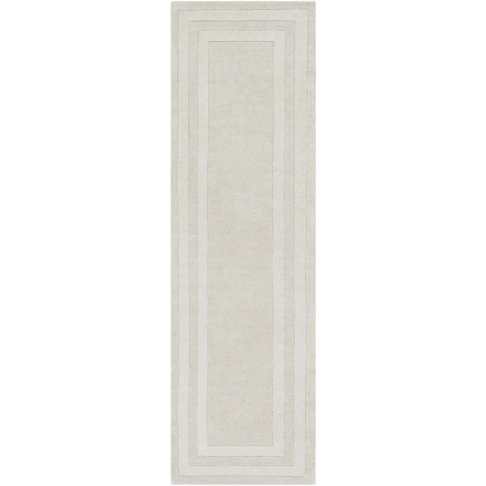 Taupe Wool Area Rug with Border - 2’6’’ x 8’ Runner - Boutique Rugs