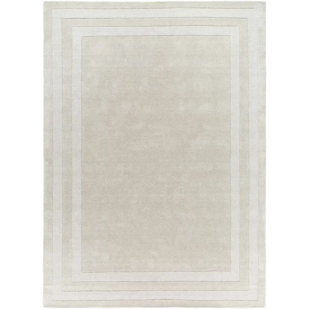 Taupe Wool Area Rug with Border - Boutique Rugs