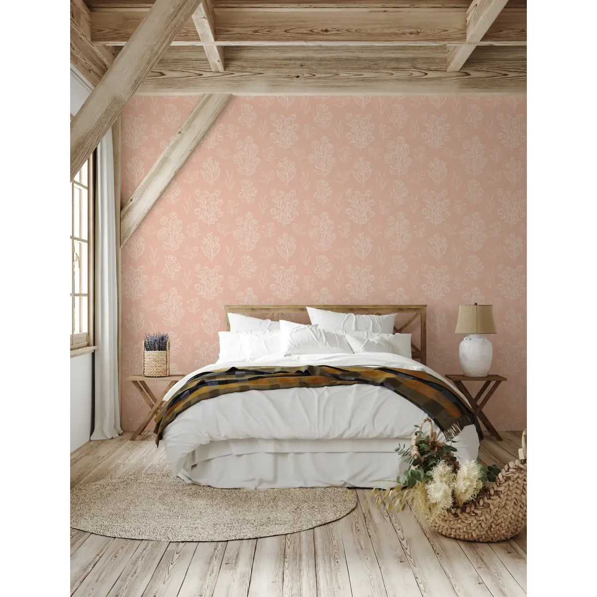 Taylor Wallpaper - Subtle Flower Line Drawings - by Amanda Houston - Loomwell Home Goods