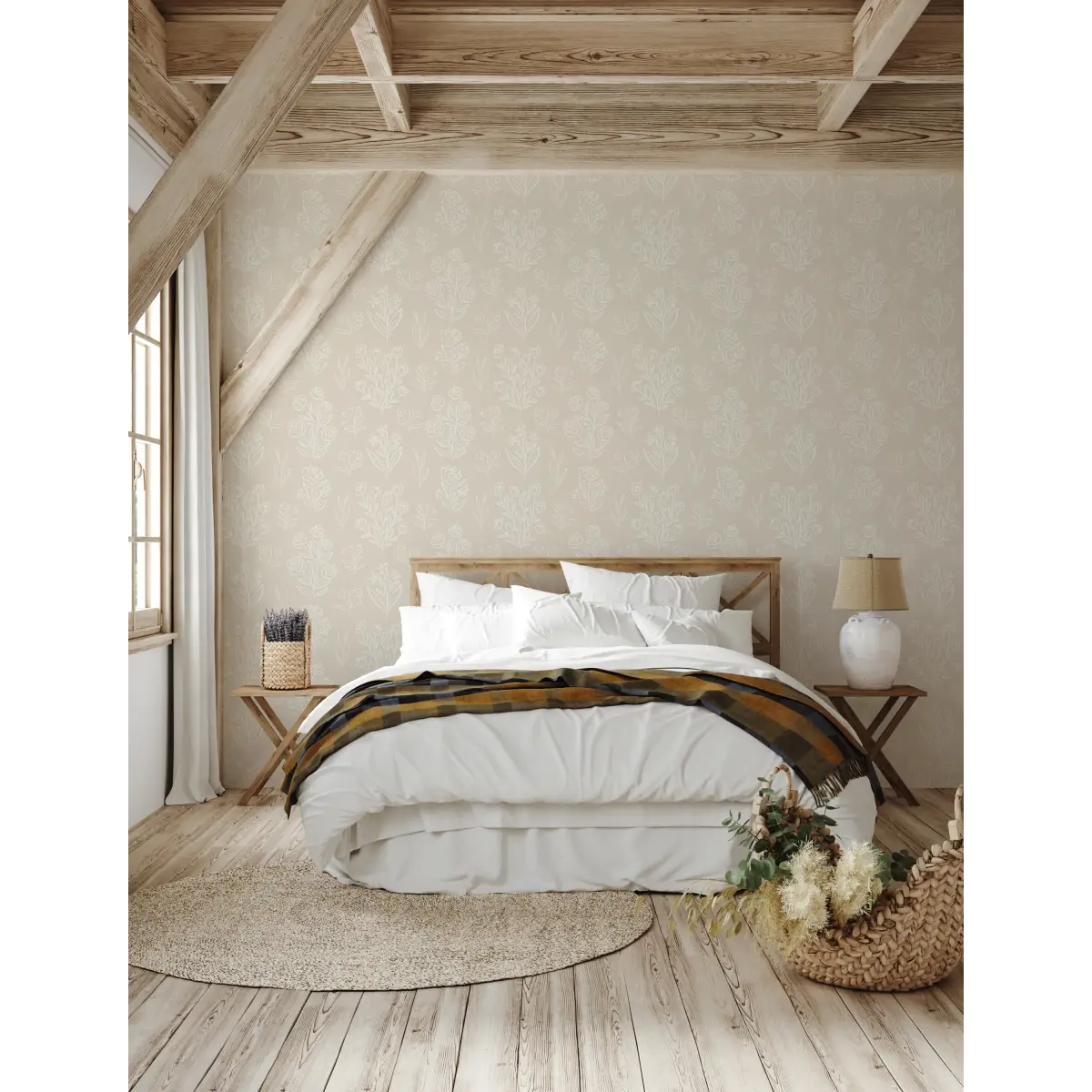 Taylor Wallpaper - Subtle Flower Line Drawings - by Amanda Houston - Loomwell Home Goods