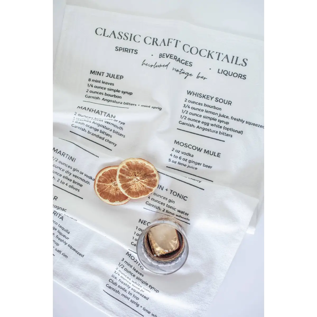 Tea Towel - Craft Cocktails Family Recipe - Heirloomed Collection