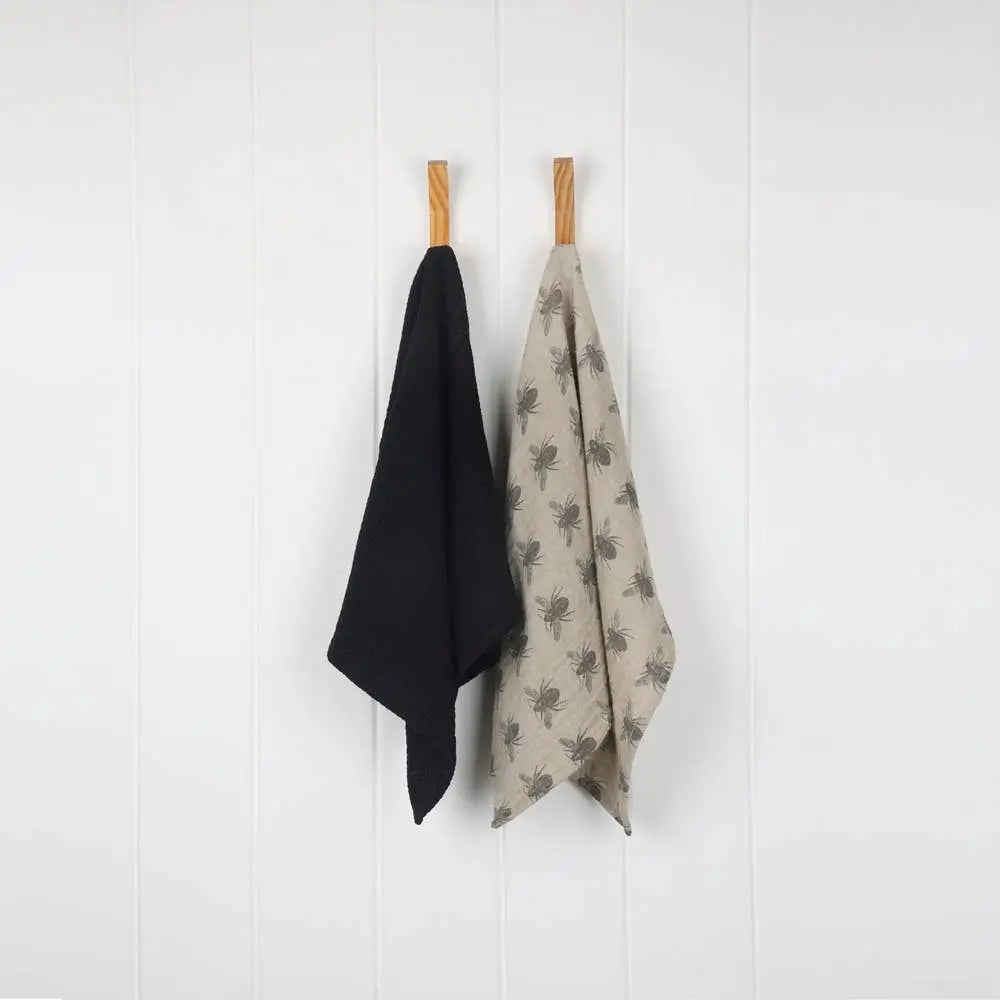 Honey Bee Tea Towel Set of 2 - Taupe & Charcoal - Raine & Humble