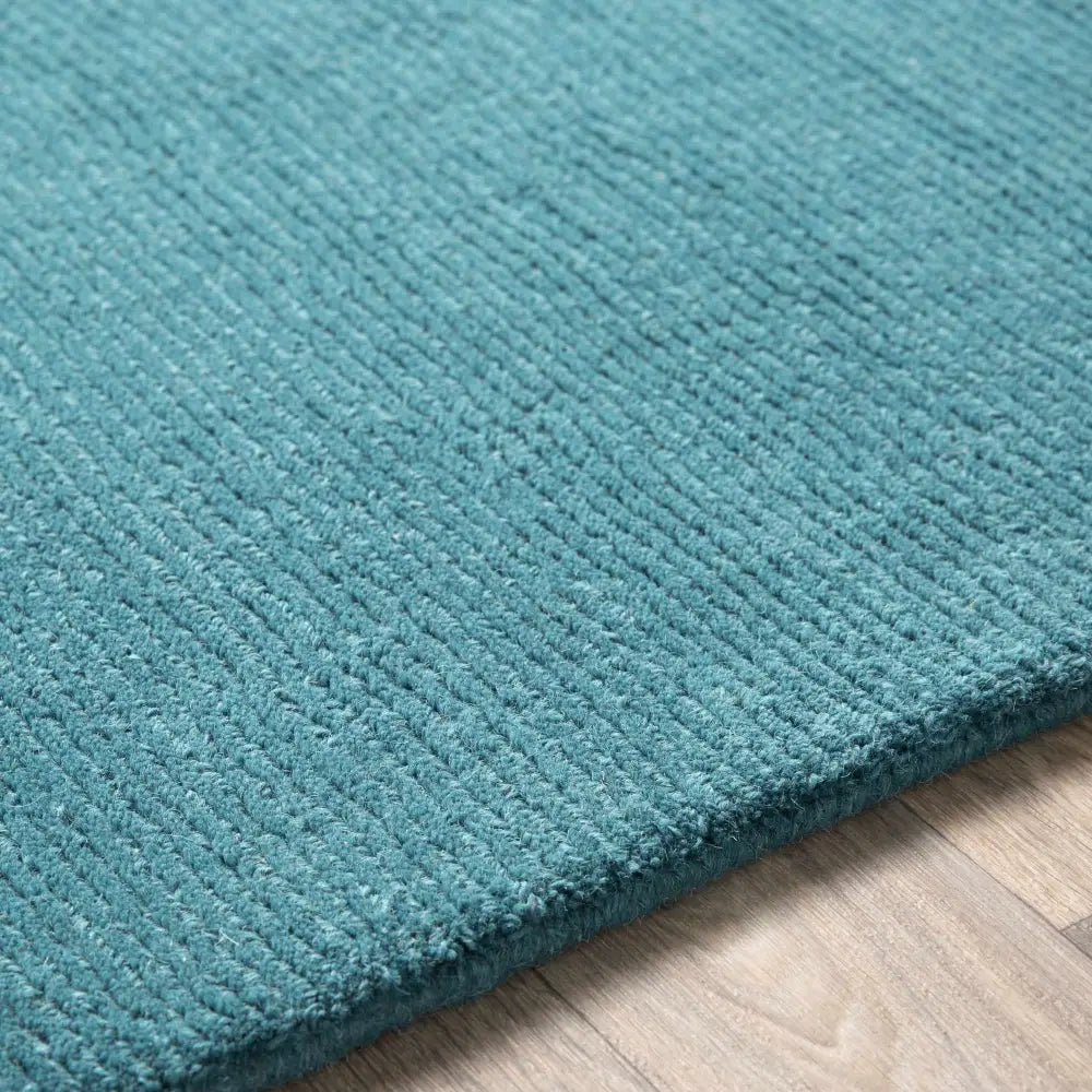 Teal Blue Solid Wool Area Rug - 2’ x 3’ Rectangle - Boutique Rugs