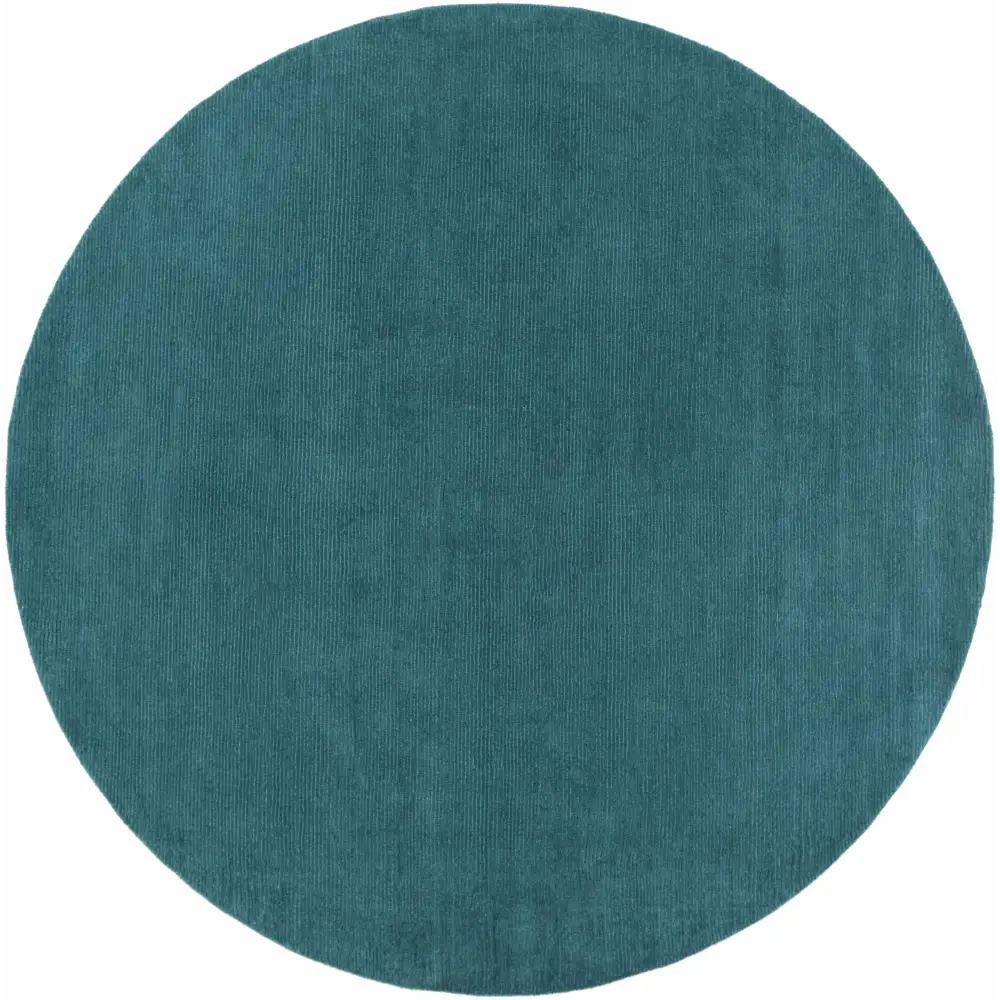 Teal Blue Solid Wool Area Rug - 8’ Round - Boutique Rugs