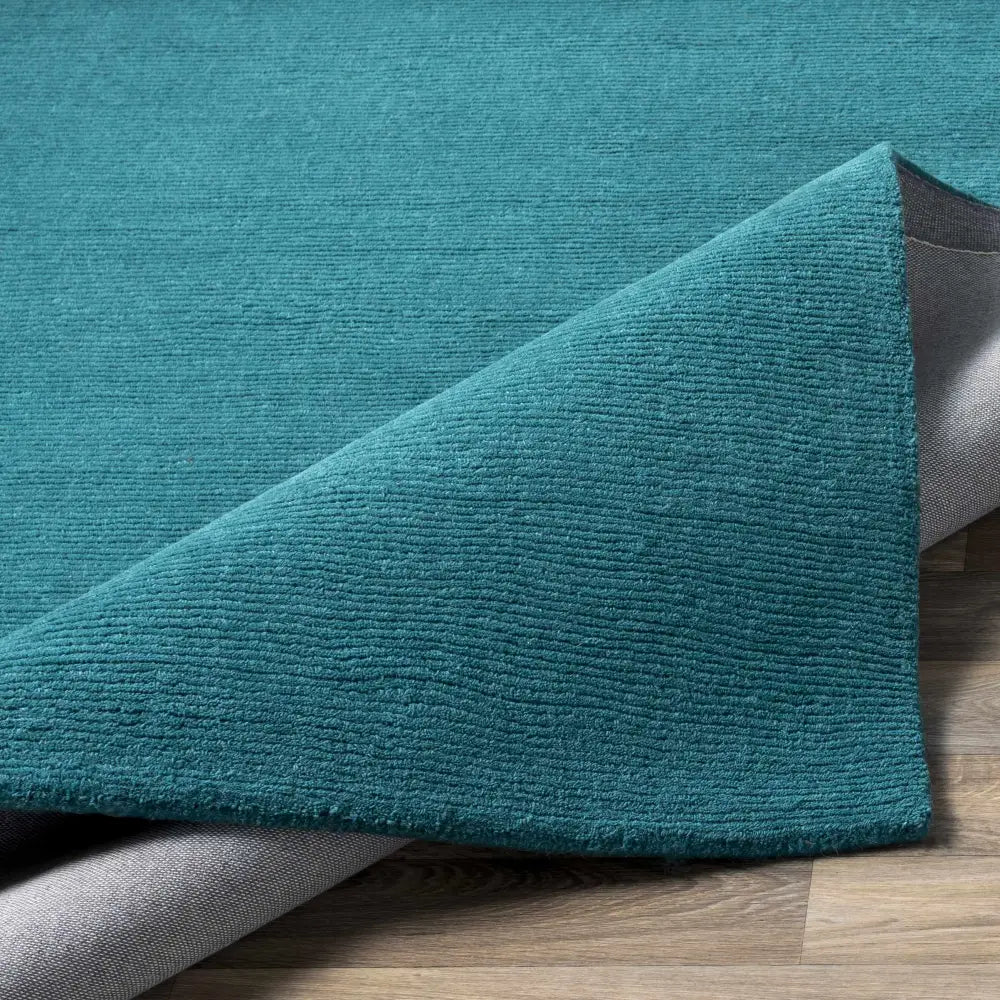 Teal Blue Solid Wool Area Rug - Boutique Rugs
