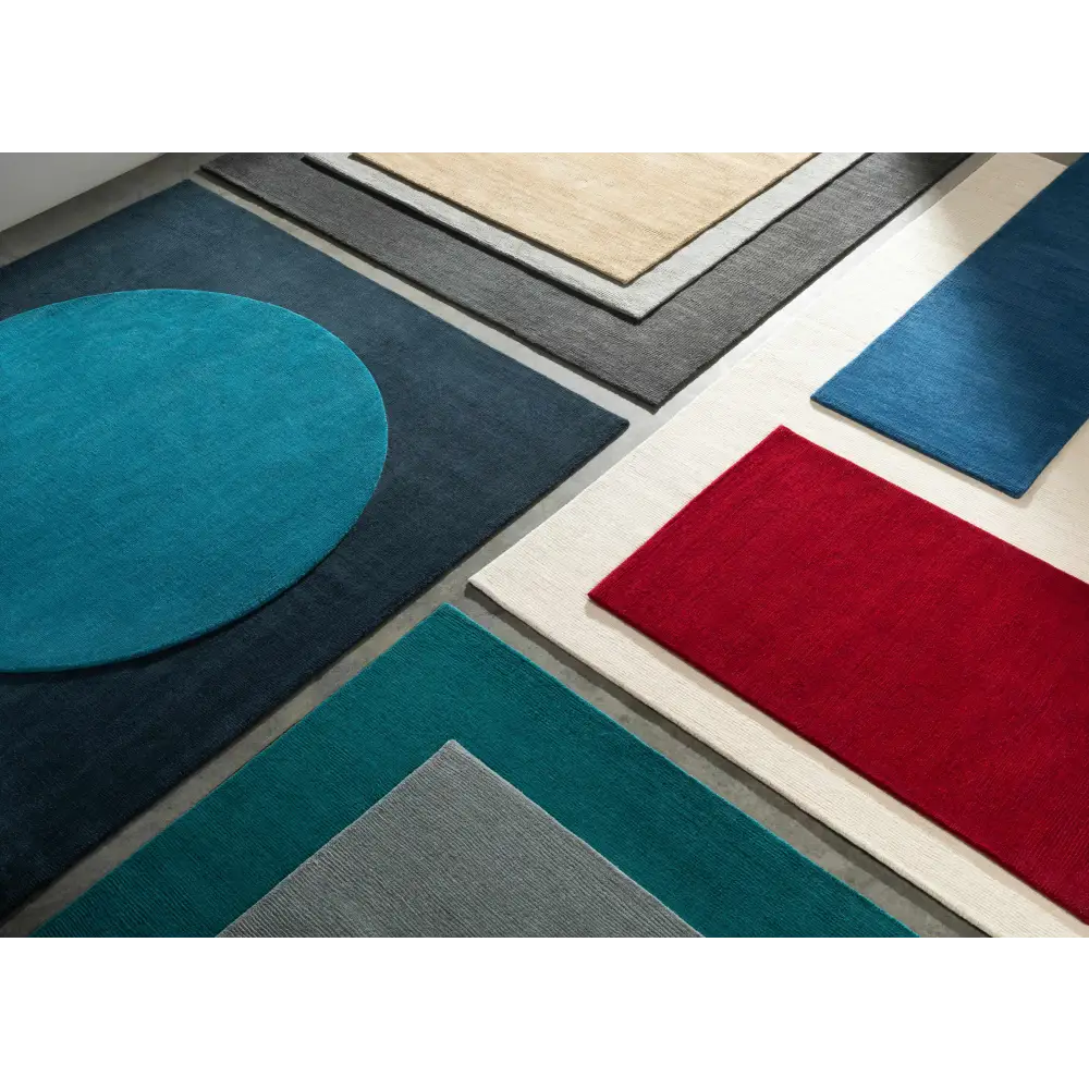 Teal Blue Solid Wool Area Rug - Boutique Rugs