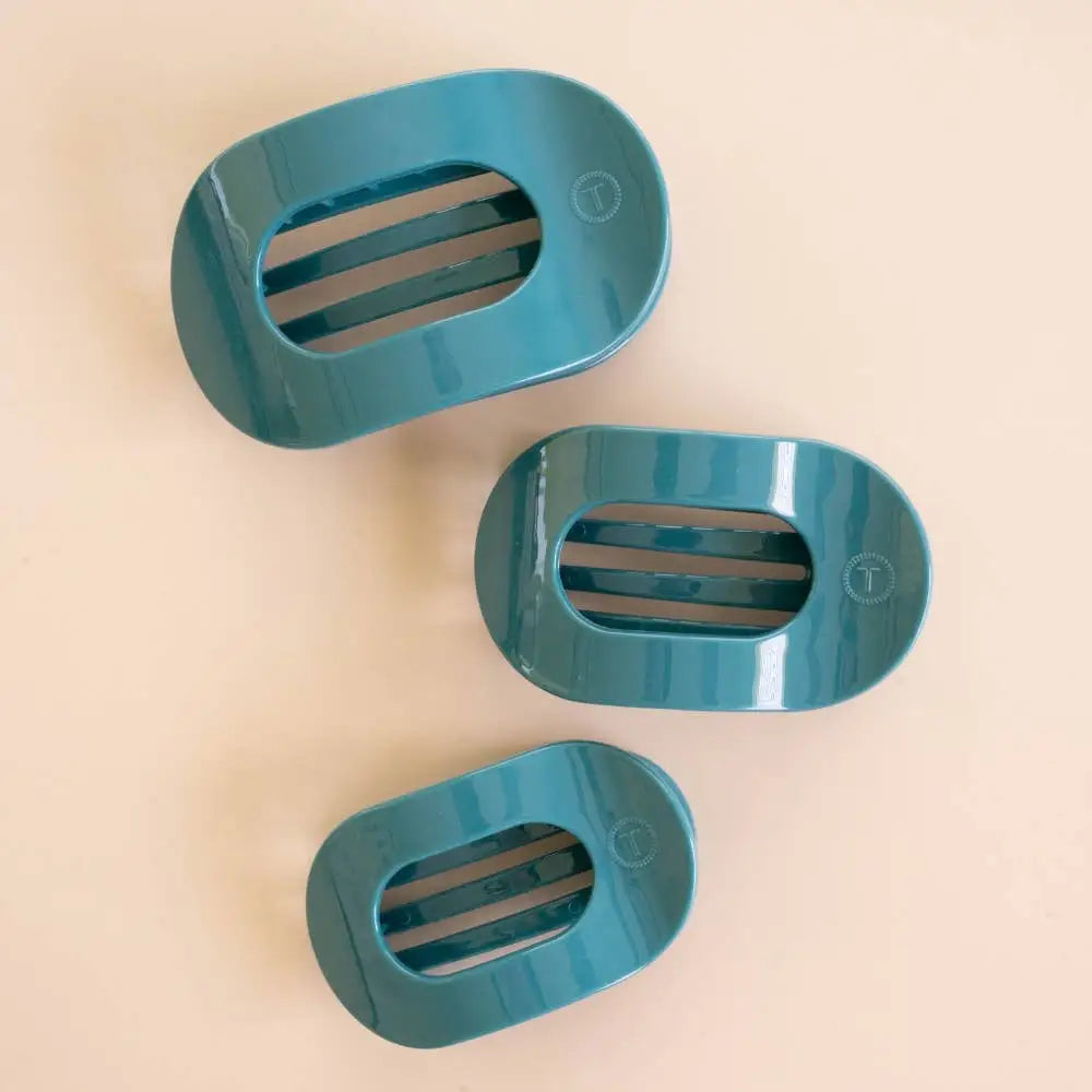 Flat Round Hair Clip - Teal With It - Medium - TELETIES