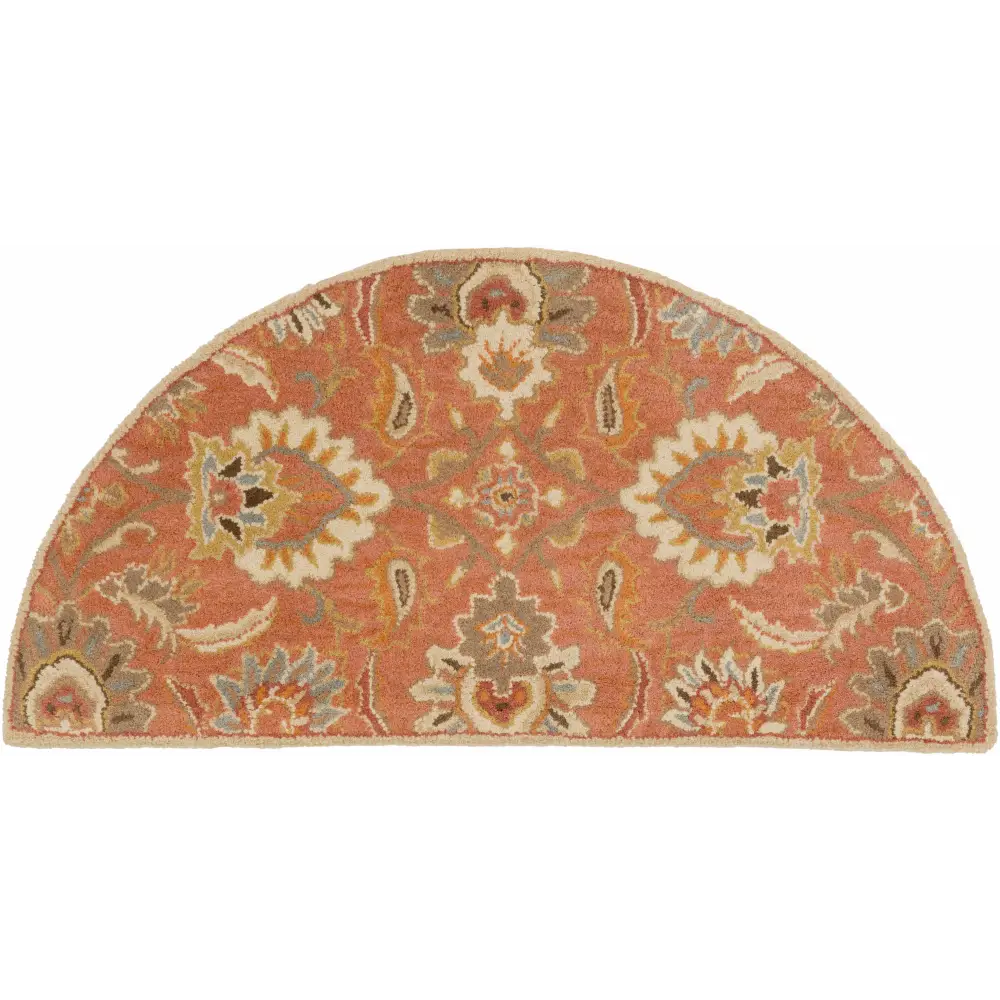 Terra Cotta Floral Wool Area Rug - 2’ x 4’ Hearth - Boutique Rugs