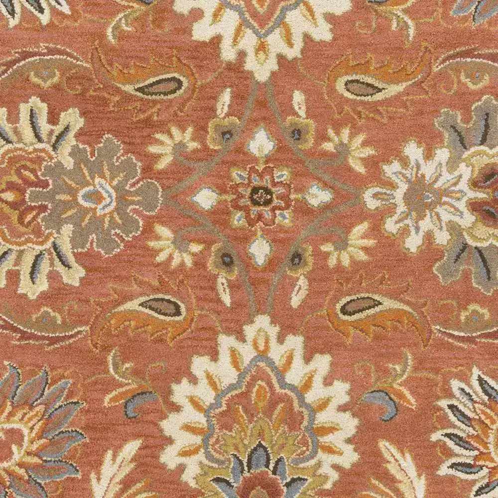 Terra Cotta Floral Wool Area Rug - Boutique Rugs