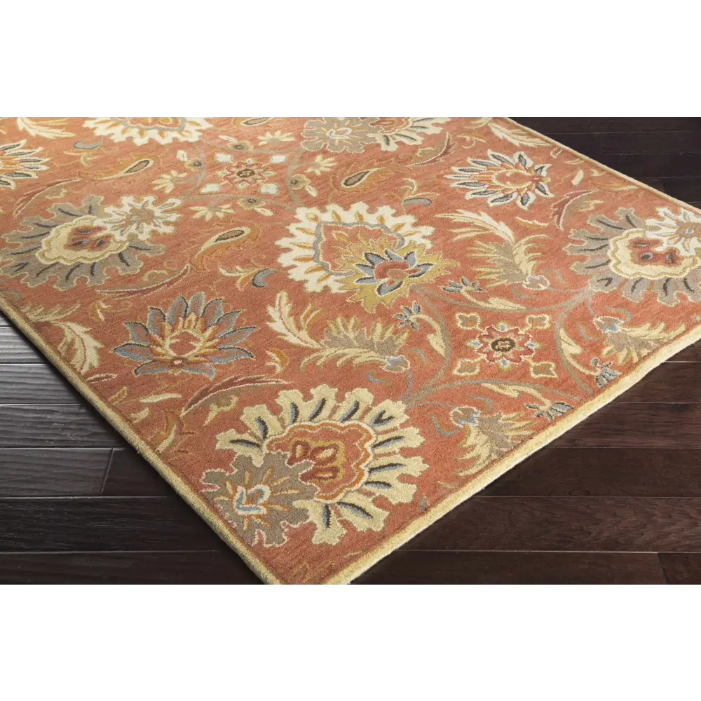 Terra Cotta Floral Wool Area Rug - Boutique Rugs