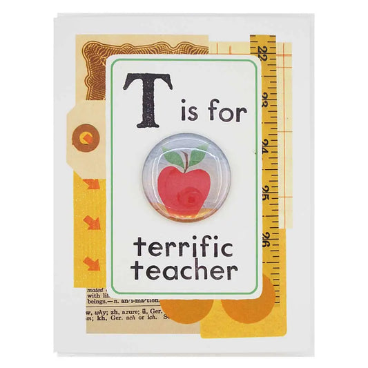 Terrific Teacher Greeting Card with Pin - The Regional Assembly of Text