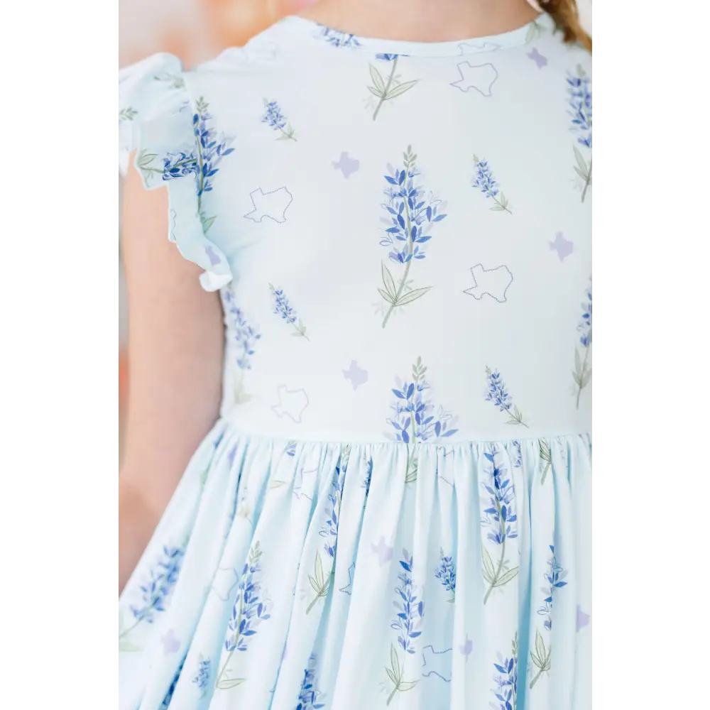 Texas Bluebonnets Flutter Sleeve Twirl Dress - Mila & Rose ®