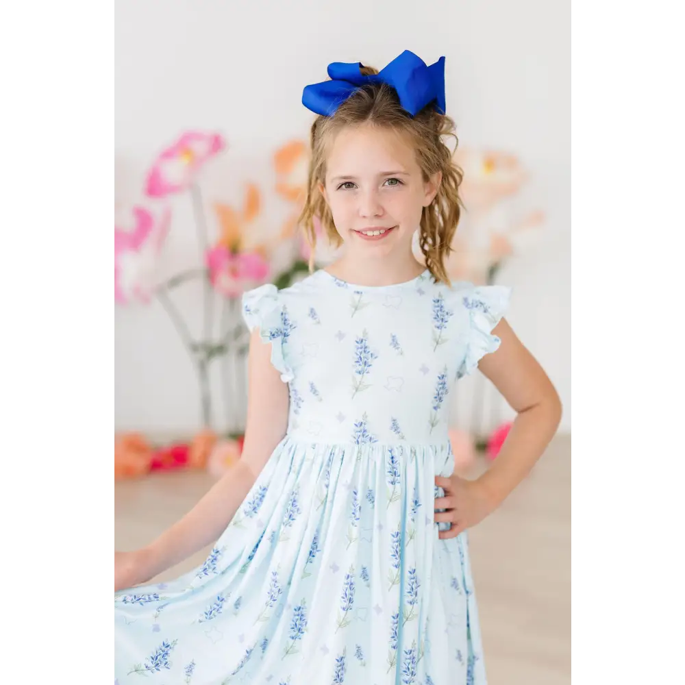 Texas Bluebonnets Flutter Sleeve Twirl Dress - Mila & Rose ®