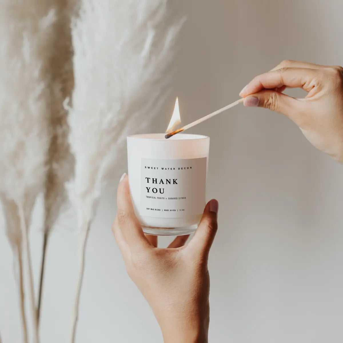 Thank You! Soy Candle - White Jar - 11 oz - Sweet Water Decor