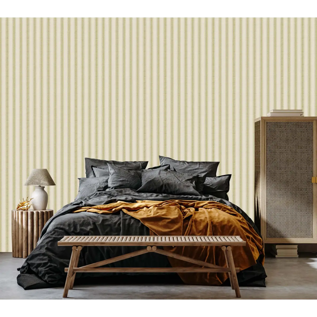 Theo Wallpaper - Country Ticking Stripe - Loomwell Home Goods