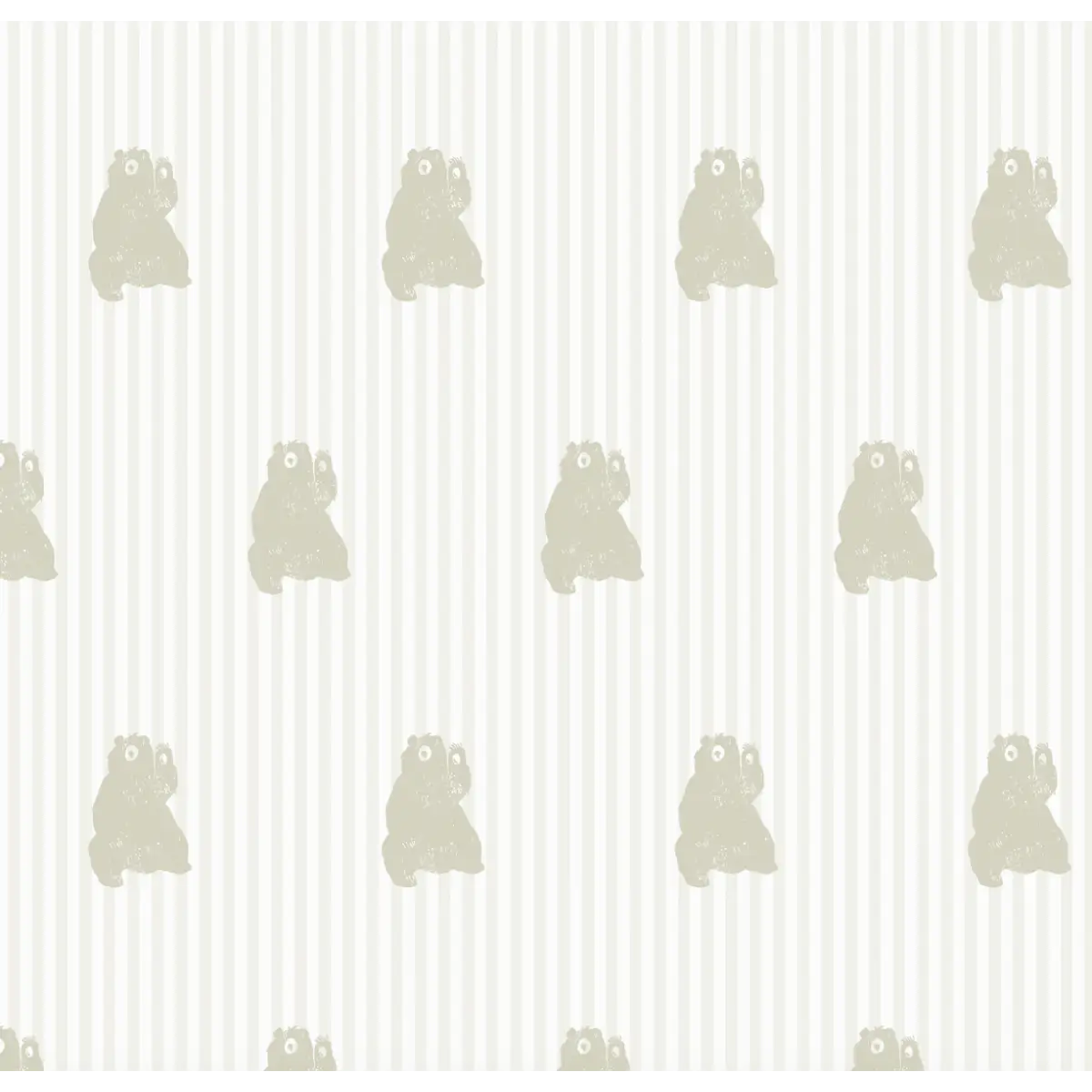 Theodore Wallpaper - Teddy Bears on Tiny Stripes - by Aubrey Fairchild - Sample 1 foot by 1 foot / Cream - Loomwell