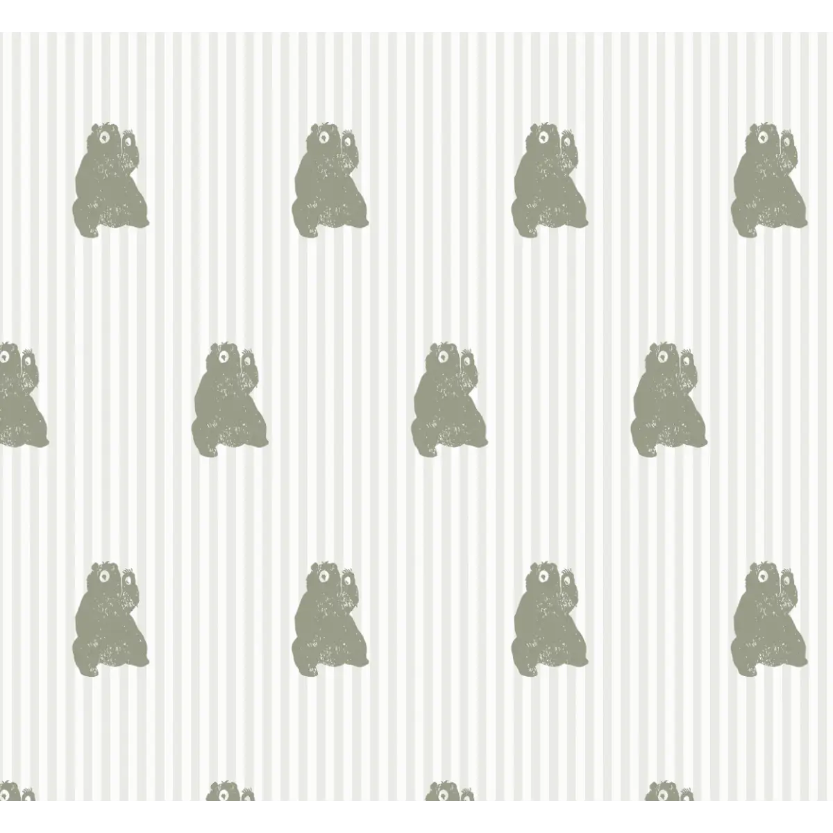 Theodore Wallpaper - Teddy Bears on Tiny Stripes - by Aubrey Fairchild - Sample 1 foot by 1 foot / Sage - Loomwell Home