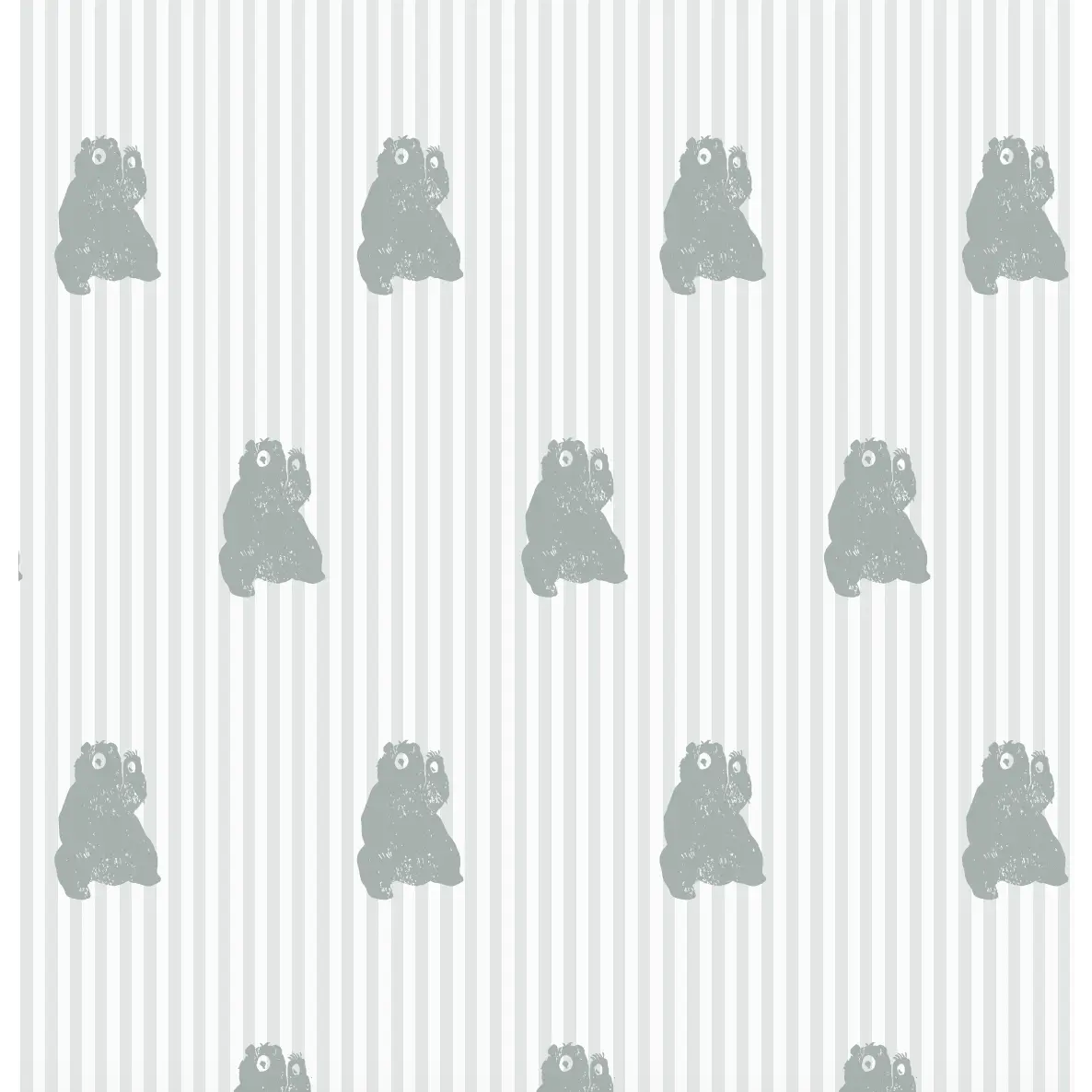 Theodore Wallpaper - Teddy Bears on Tiny Stripes - by Aubrey Fairchild - Sample 1 foot by 1 foot / Slate Blue