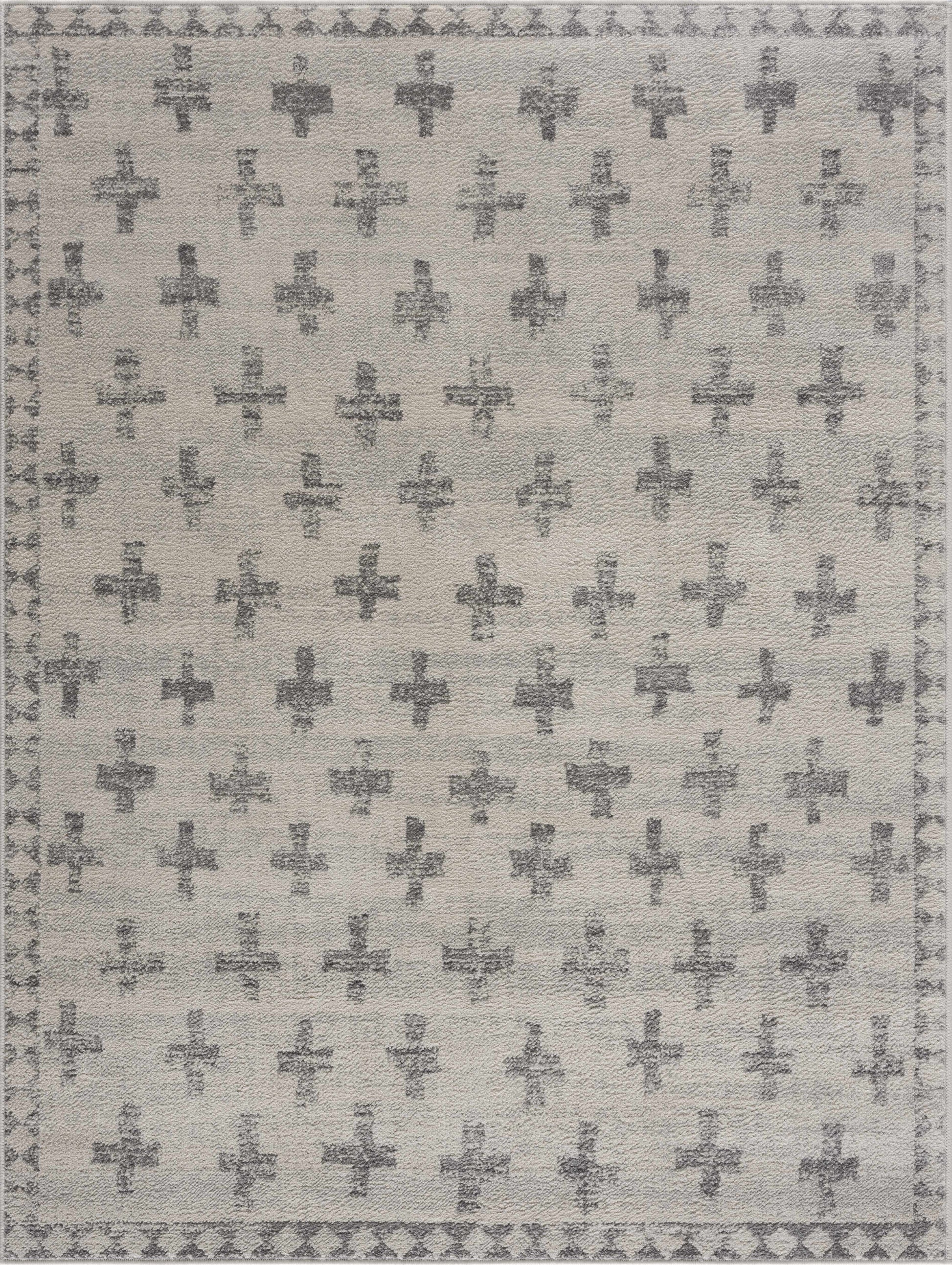 Tigris Swiss Cross Ivory&Gray Area Rug - * 7’10’’ x 10’ Rectangle - Boutique Rugs