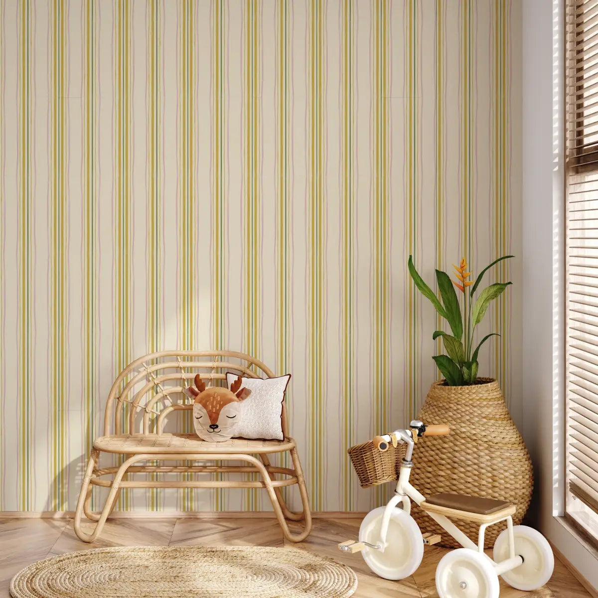 Thicket Wallpaper - Skinny Stripes - Hand Drawn by Strawberry Snail Illustrations - Loomwell Home Goods