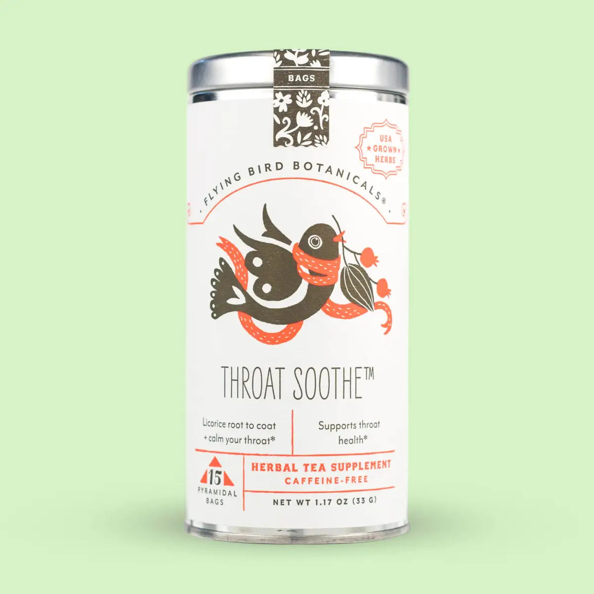 Organic Tea - Throat Soothe – 15 Tea Bag Tin - Flying Bird Botanicals