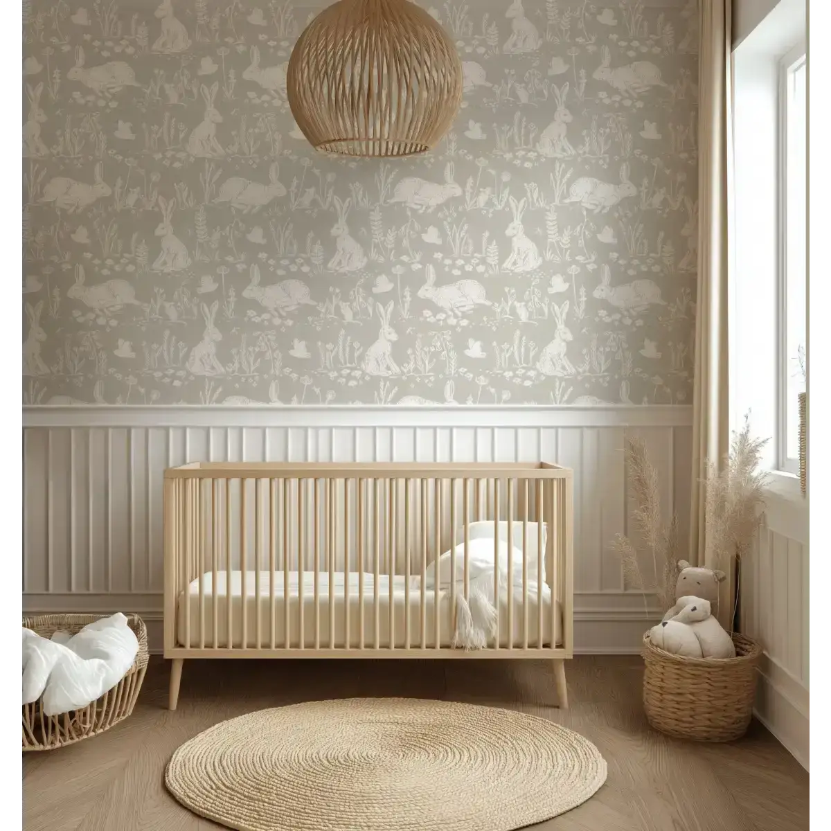Thumper Rabbit Wallpaper - Wild Rabbits for Kids - by Hufton Studio - Loomwell Home Goods