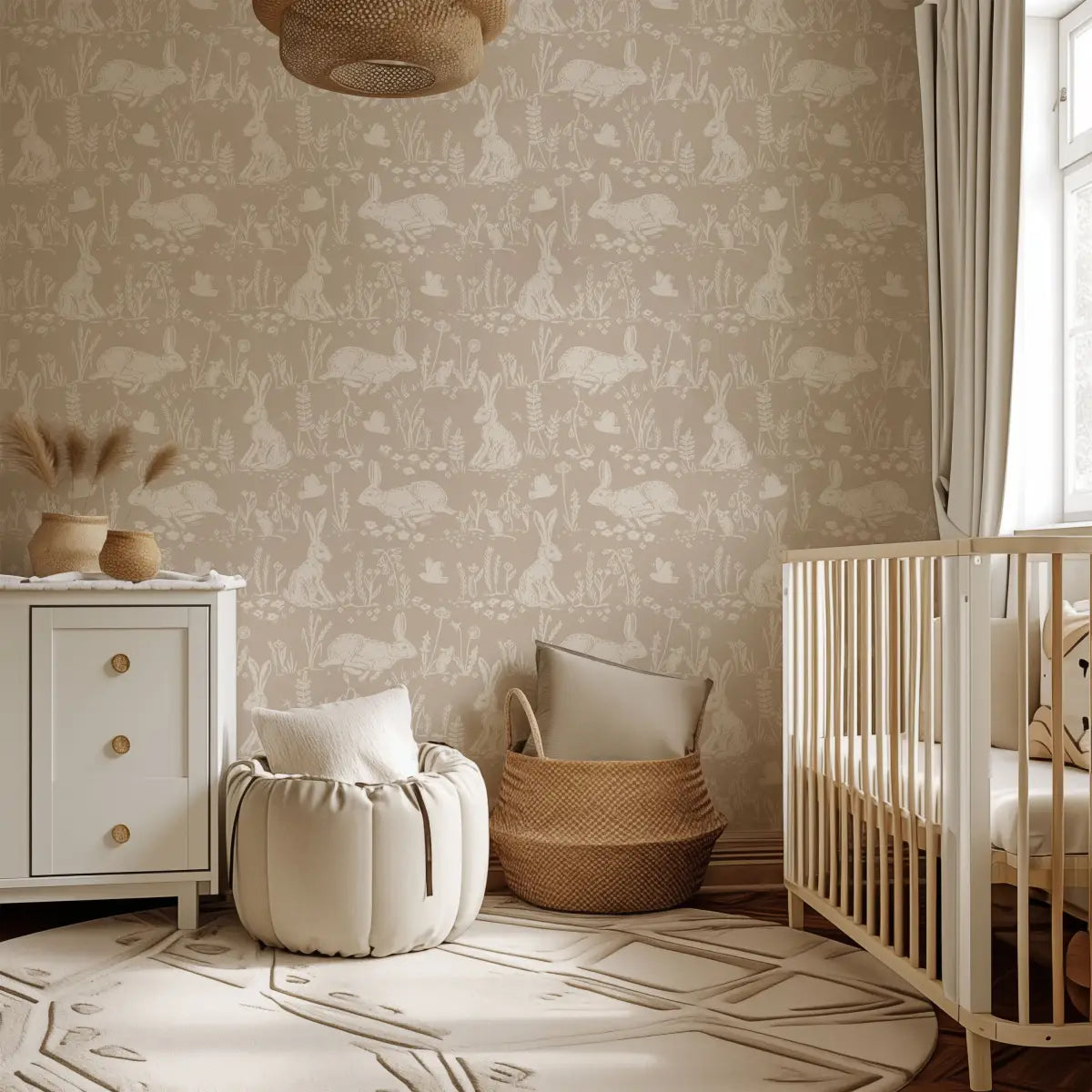 Thumper Rabbit Wallpaper - Wild Rabbits for Kids - by Hufton Studio - Loomwell Home Goods