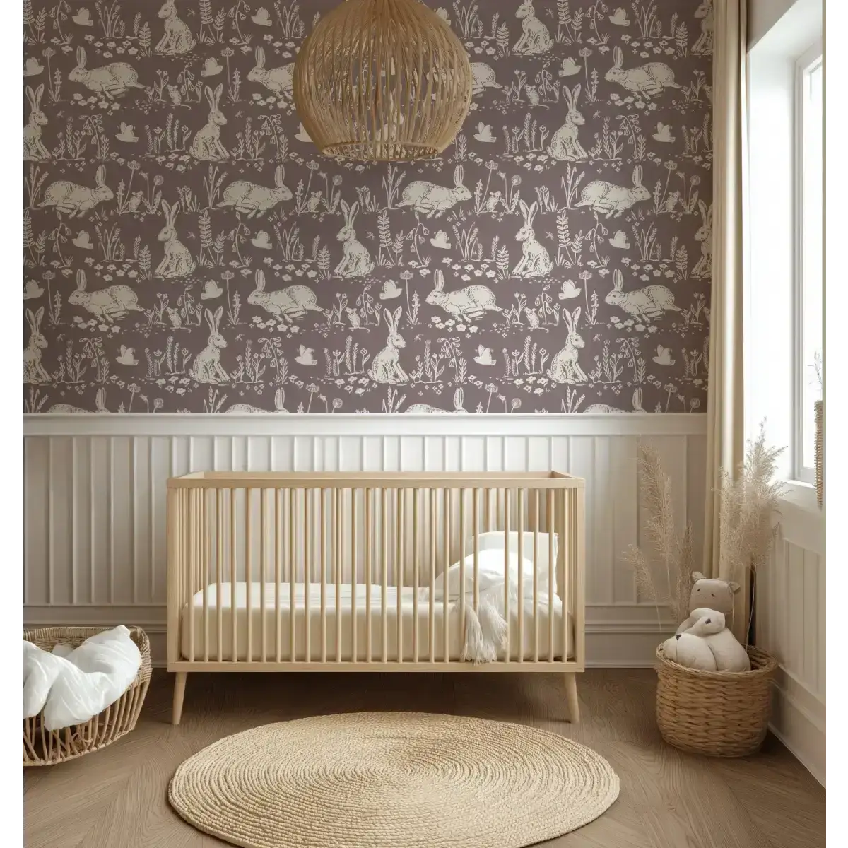 Thumper Rabbit Wallpaper - Wild Rabbits for Kids - by Hufton Studio - Loomwell Home Goods