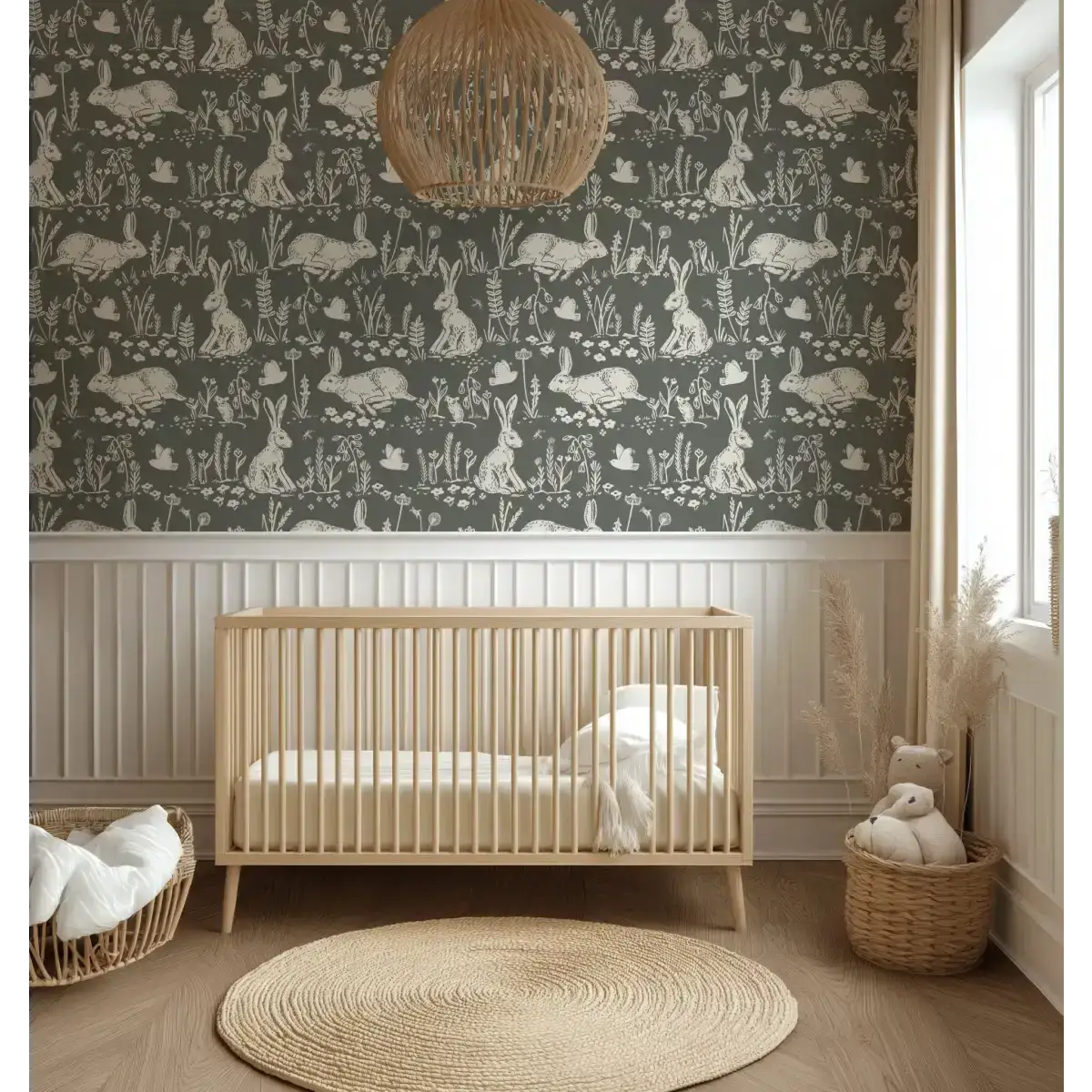 Thumper Rabbit Wallpaper - Wild Rabbits for Kids - by Hufton Studio - Loomwell Home Goods