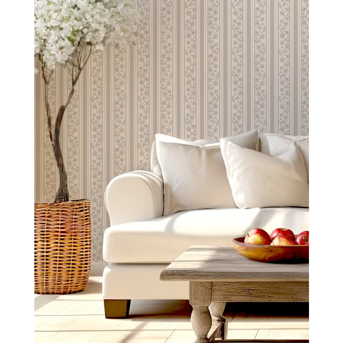 Tillie Wallpaper - Flowers and Stripes - by Anna Black Creative - Loomwell Home Goods