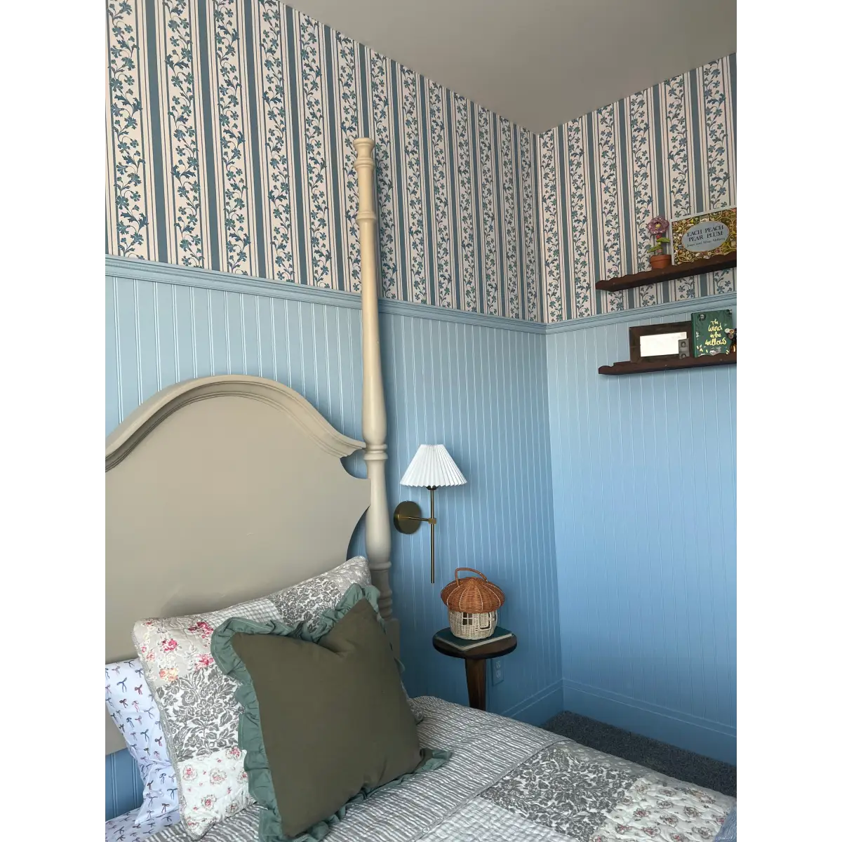 Tillie Wallpaper - Flowers and Stripes - by Anna Black Creative - Loomwell Home Goods