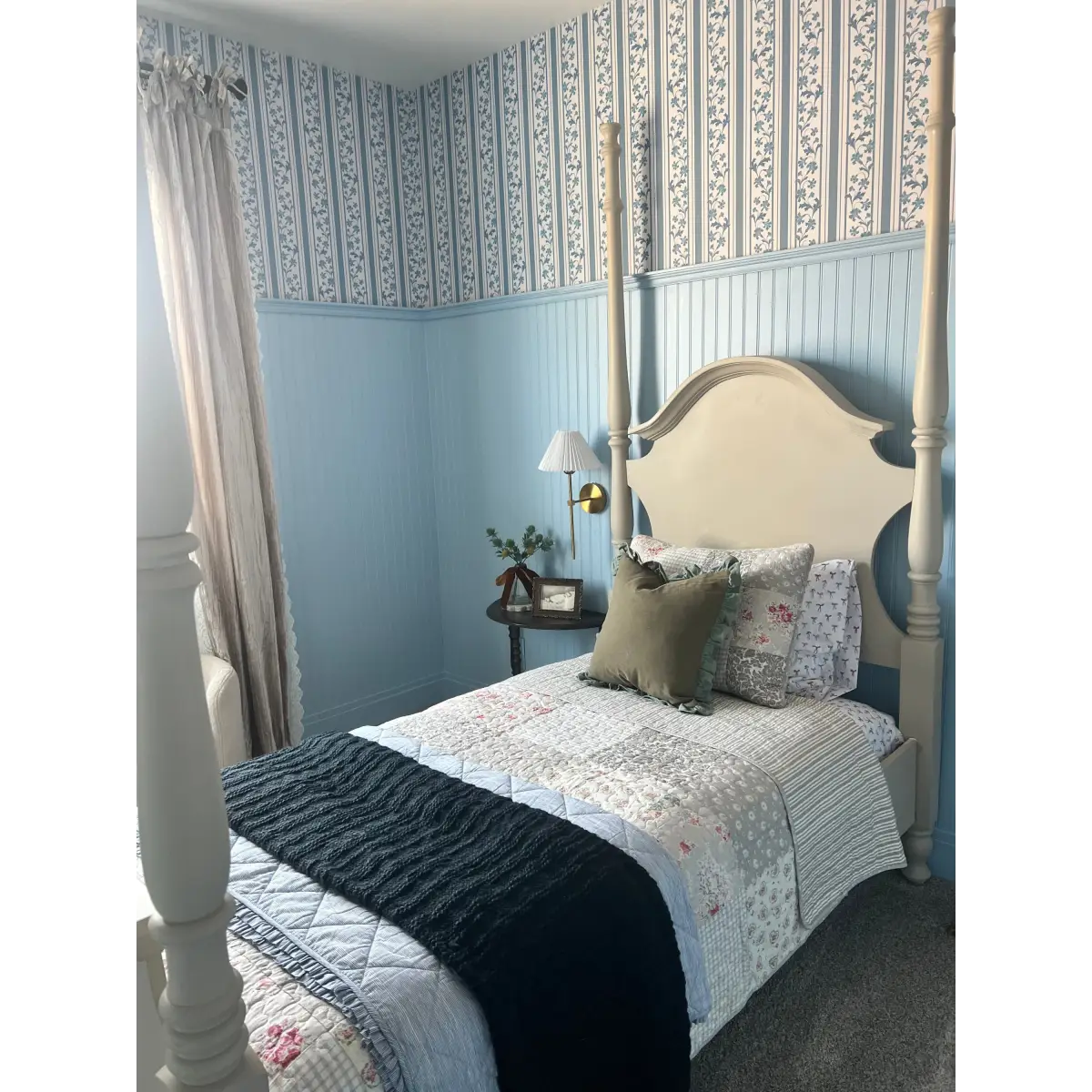 Tillie Wallpaper - Flowers and Stripes - by Anna Black Creative - Loomwell Home Goods