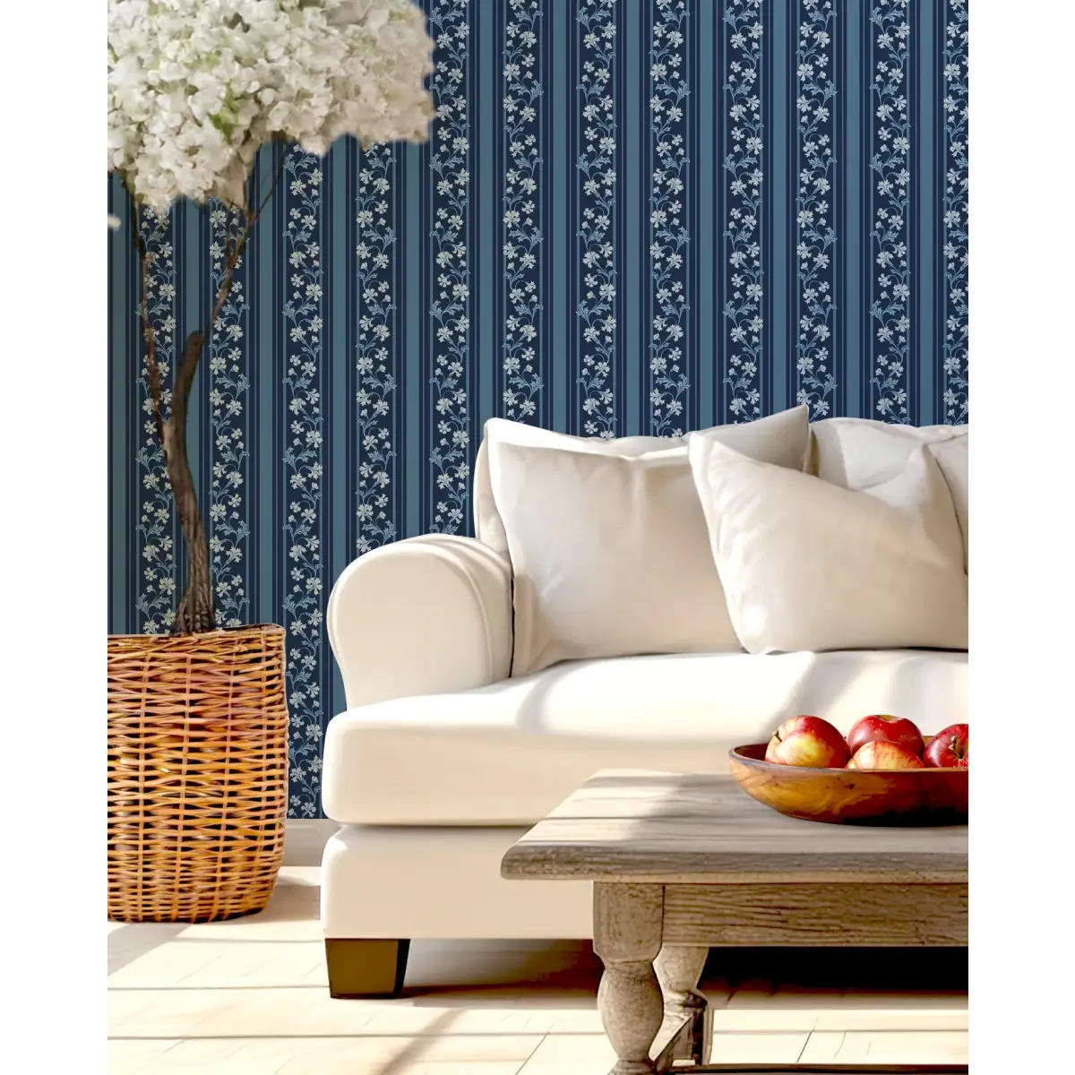 Tillie Wallpaper - Flowers and Stripes - by Anna Black Creative - Loomwell Home Goods