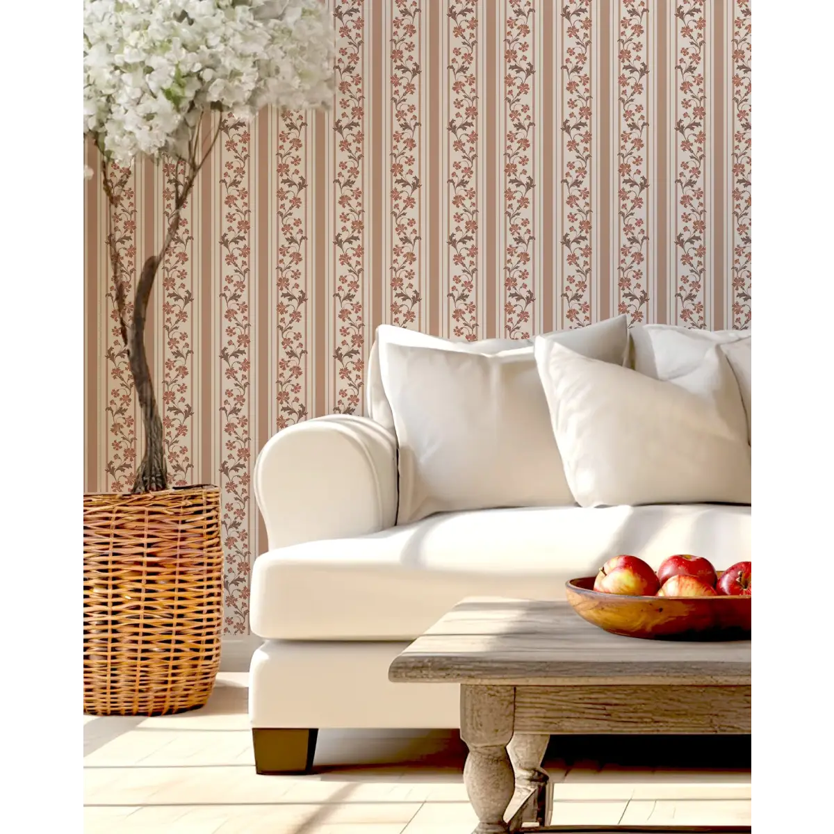 Tillie Wallpaper - Flowers and Stripes - by Anna Black Creative - Loomwell Home Goods