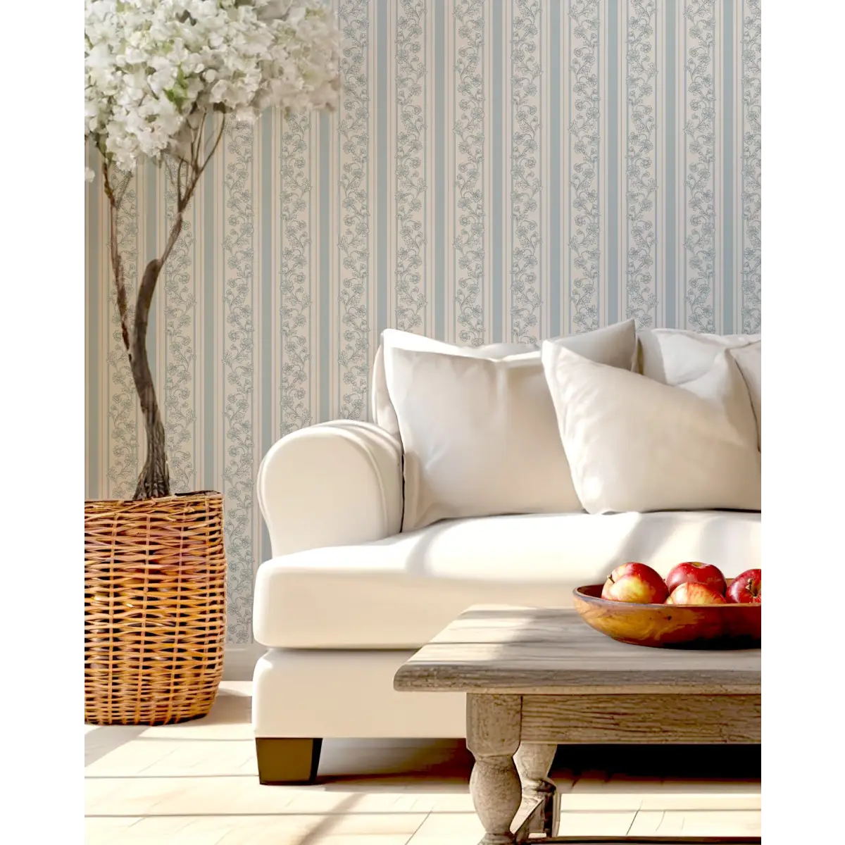 Tillie Wallpaper - Flowers and Stripes - by Anna Black Creative - Loomwell Home Goods