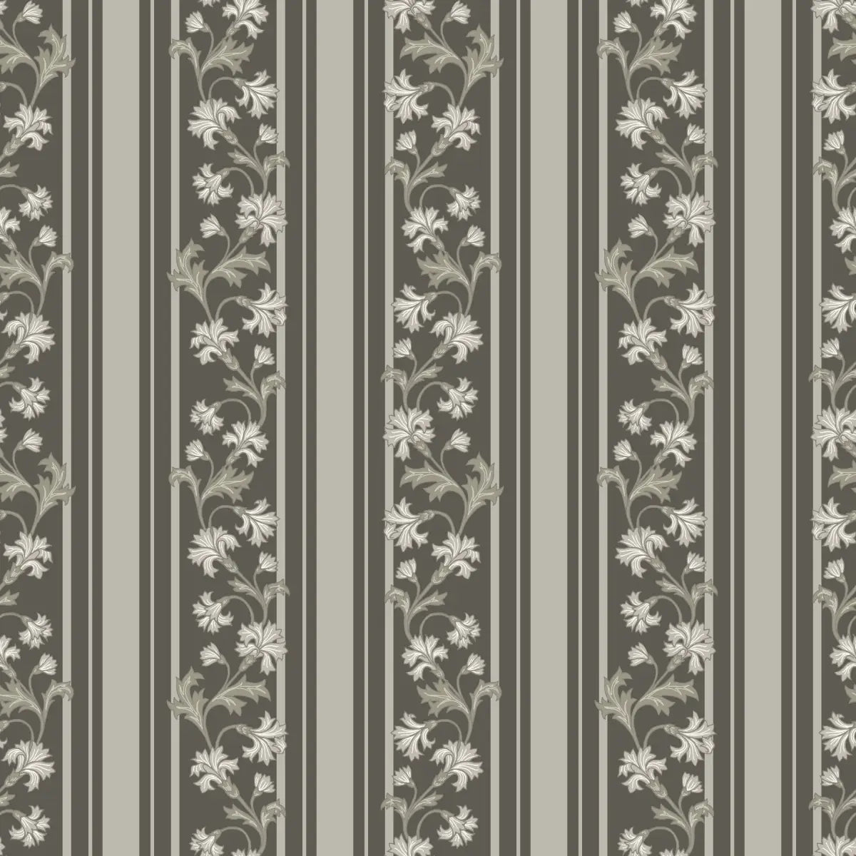 Tillie Wallpaper - Flowers and Stripes - by Anna Black Creative - Sample 1 foot by 1 foot / Green - Loomwell Home Goods