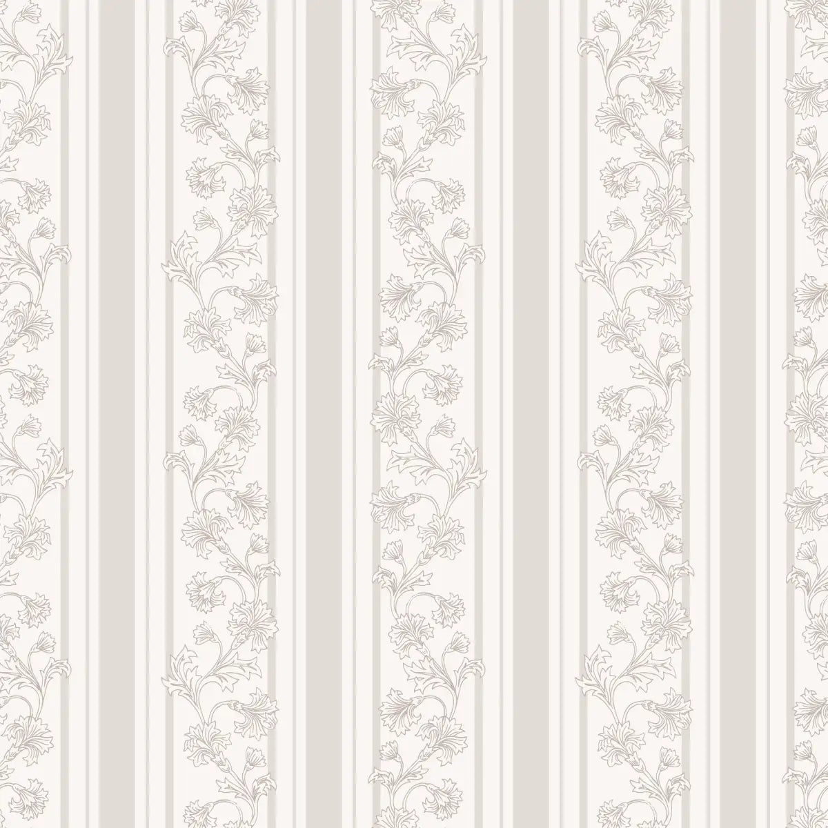 Tillie Wallpaper - Flowers and Stripes - by Anna Black Creative - Sample 1 foot by 1 foot / Neutral - Loomwell Home