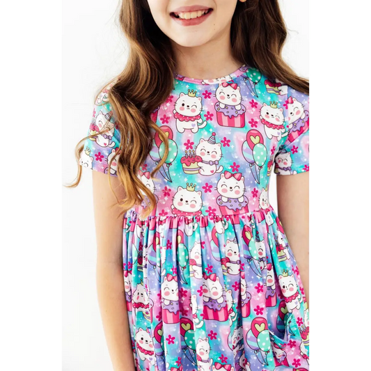 Pocket Twirl Dress - Time to Purr-ty - Kitty Cats - 6-12M - Mila & Rose ®