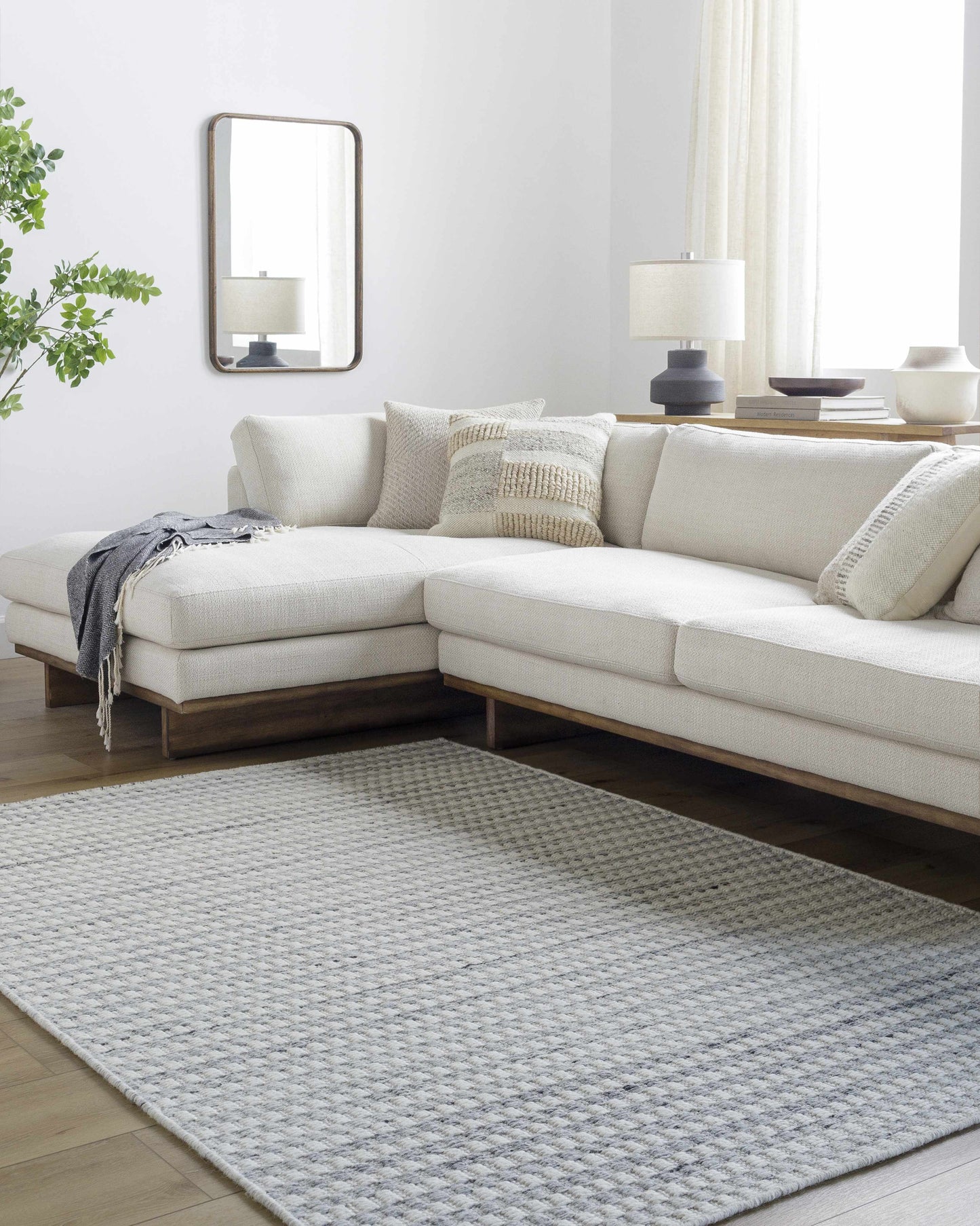 Gray Stripe Wool Area Rug - 5’ x 7’6’’ Rectangle - Boutique Rugs