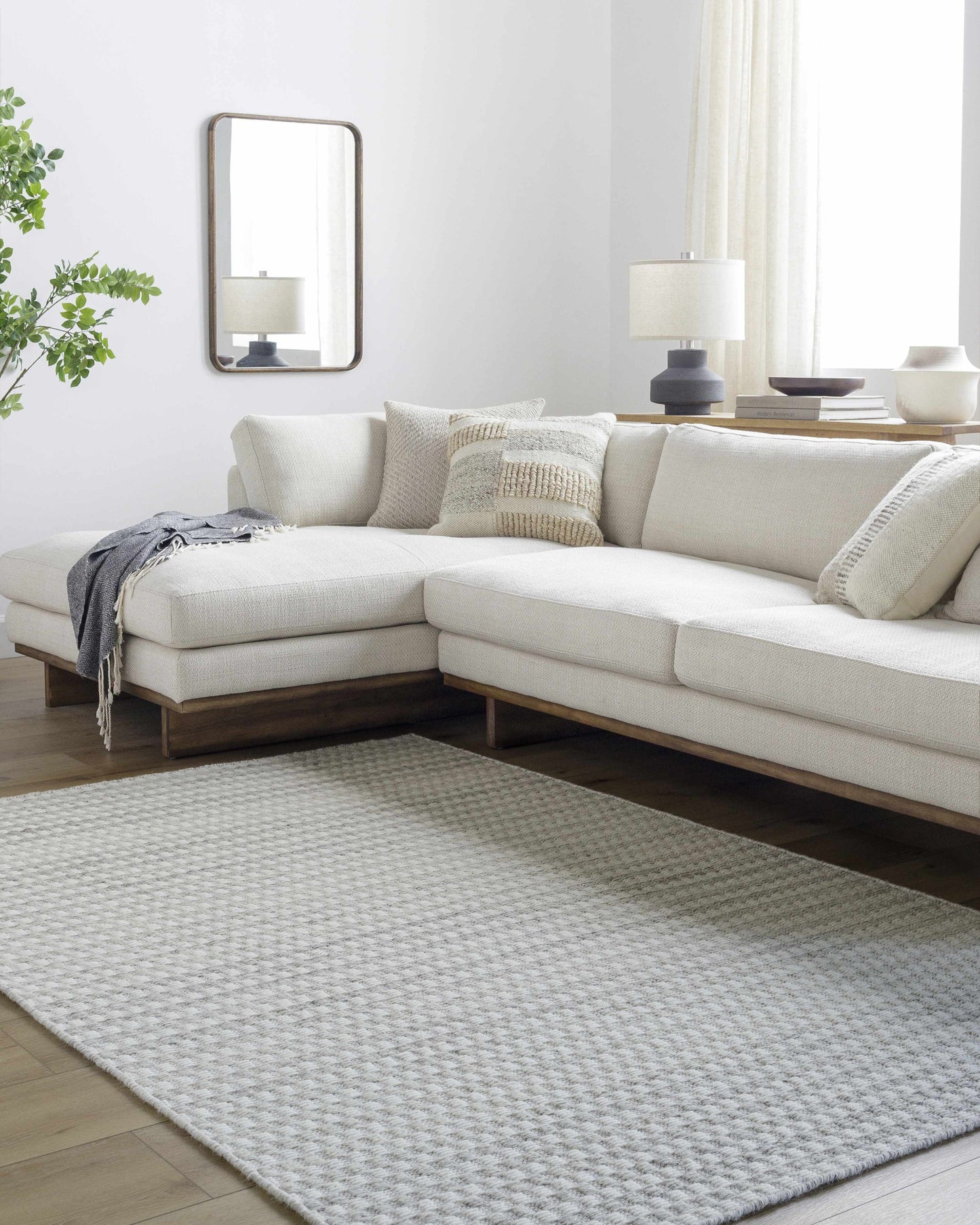 Ivory Textured Wool Rug - Boutique Rugs